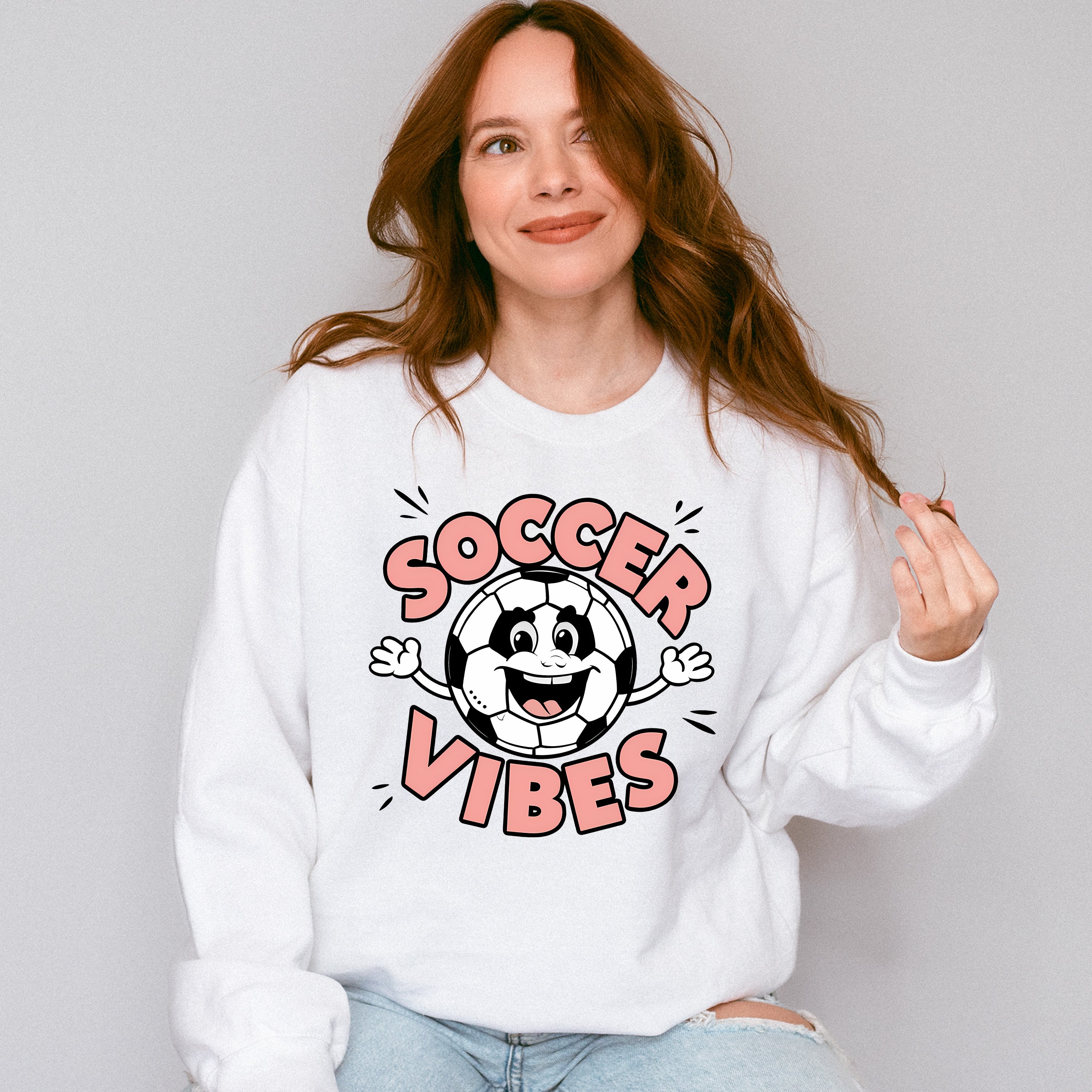 Soccer Vibes Smiley Soccer Ball Design - Soccer Unisex Crewneck T-Shirt Sweatshirt Hoodie