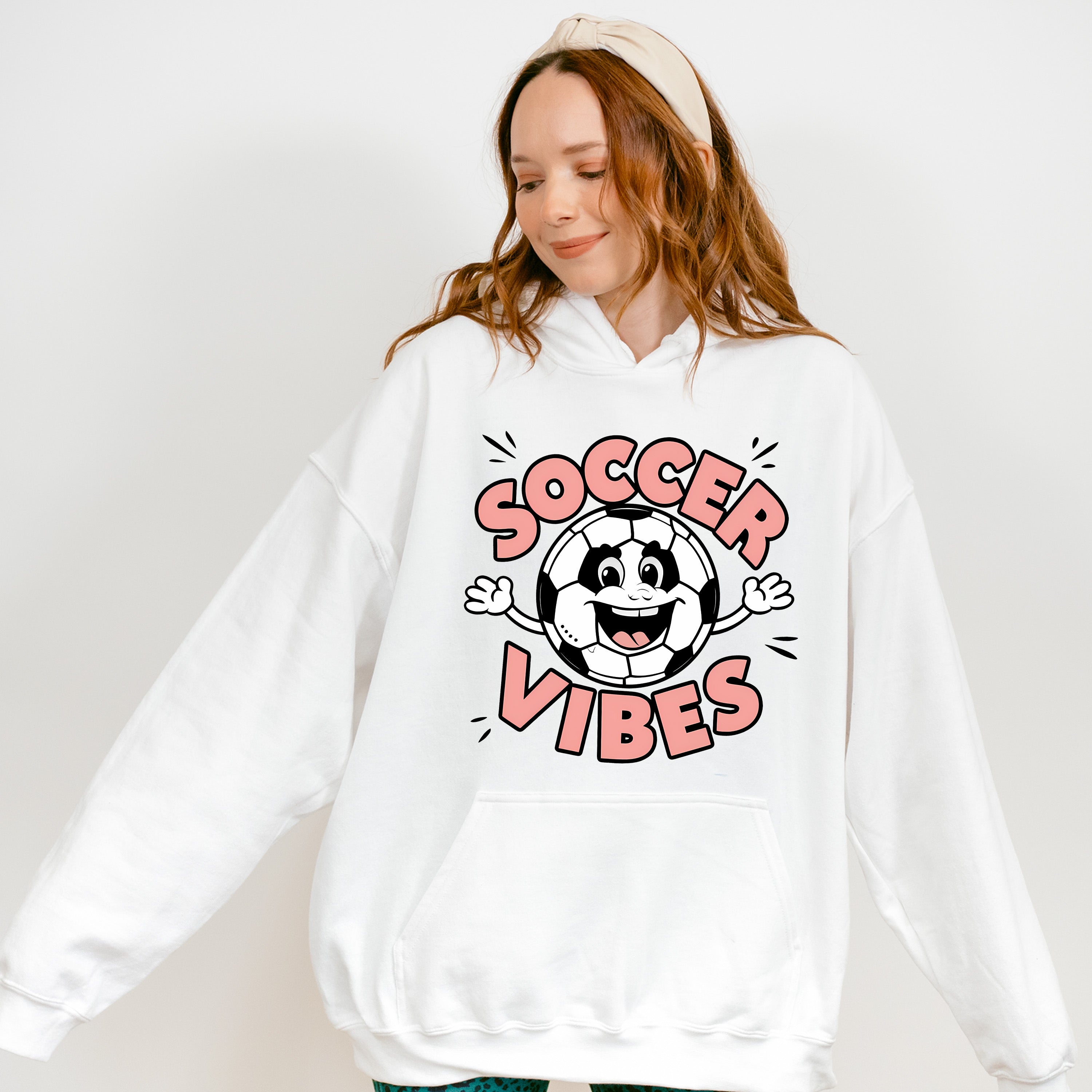 Soccer Vibes Smiley Soccer Ball Design - Soccer Unisex Crewneck T-Shirt Sweatshirt Hoodie