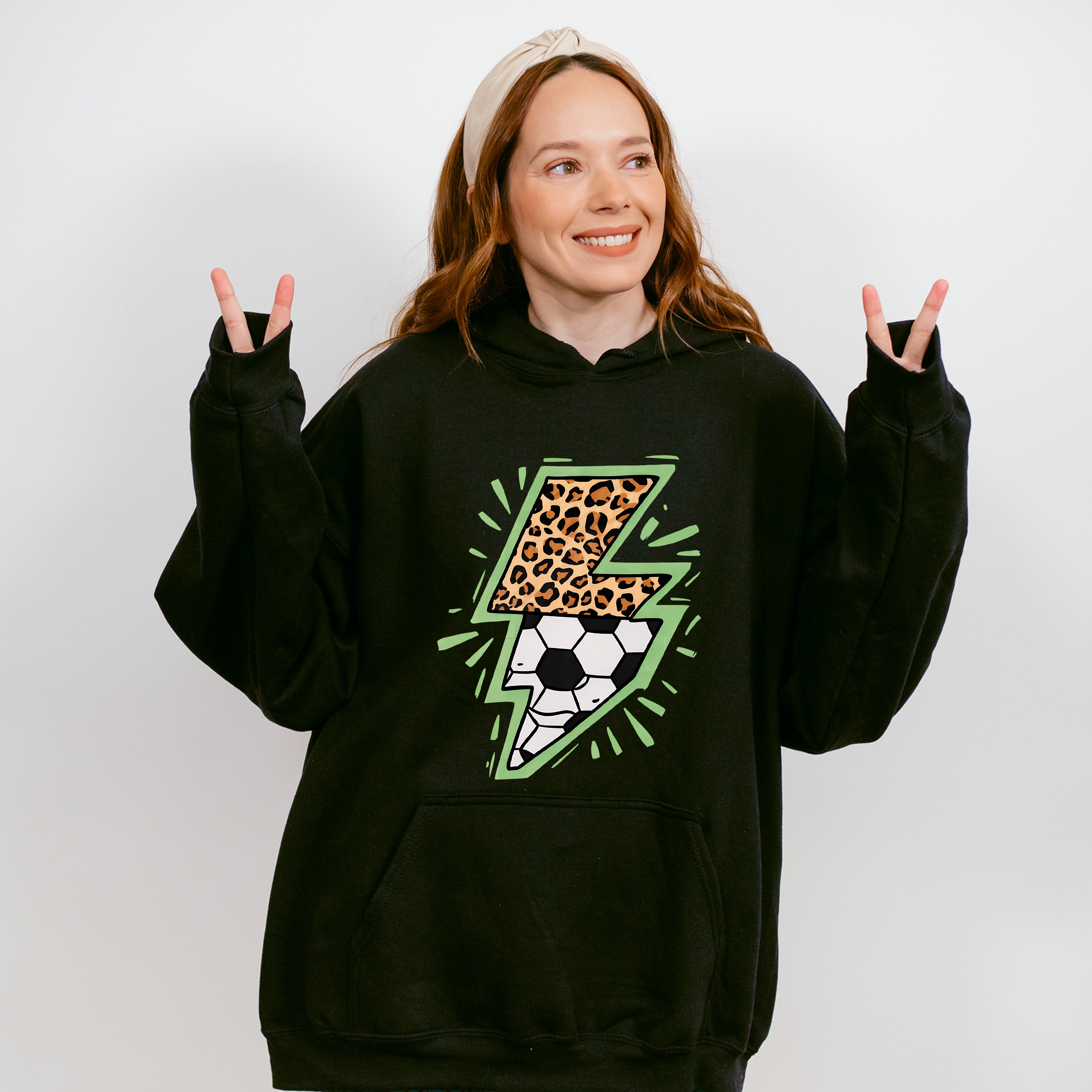 Lightning Half Soccer Ball Half Leopard Design - Soccer Unisex Crewneck T-Shirt Sweatshirt Hoodie
