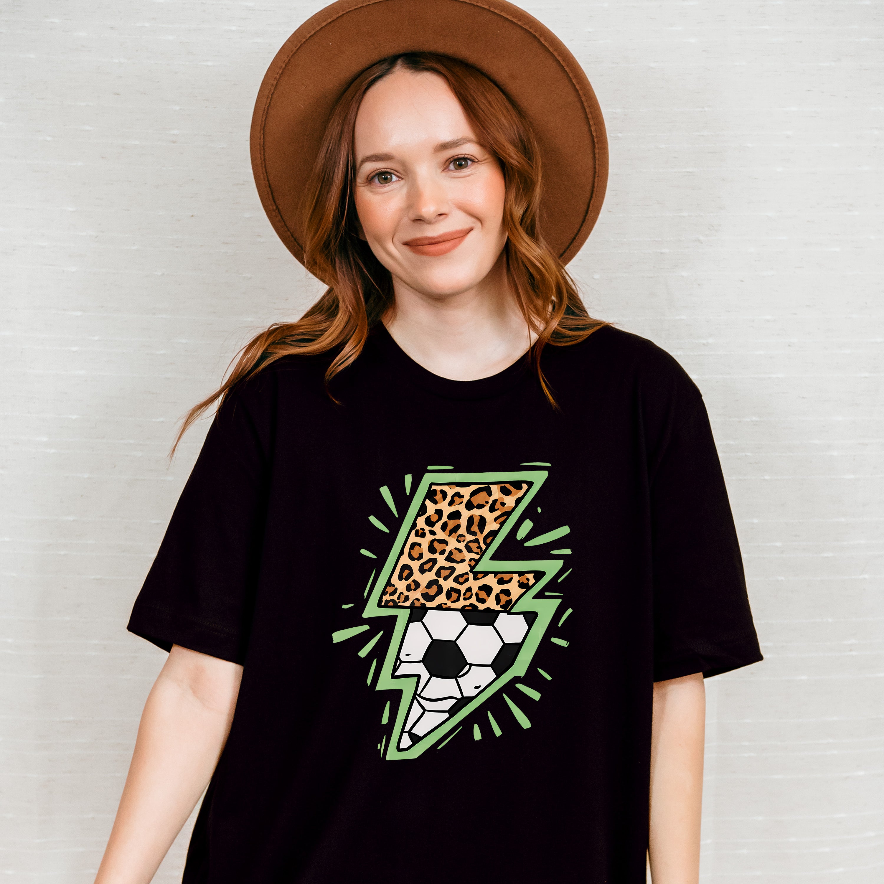 Lightning Half Soccer Ball Half Leopard Design - Soccer Unisex Crewneck T-Shirt Sweatshirt Hoodie