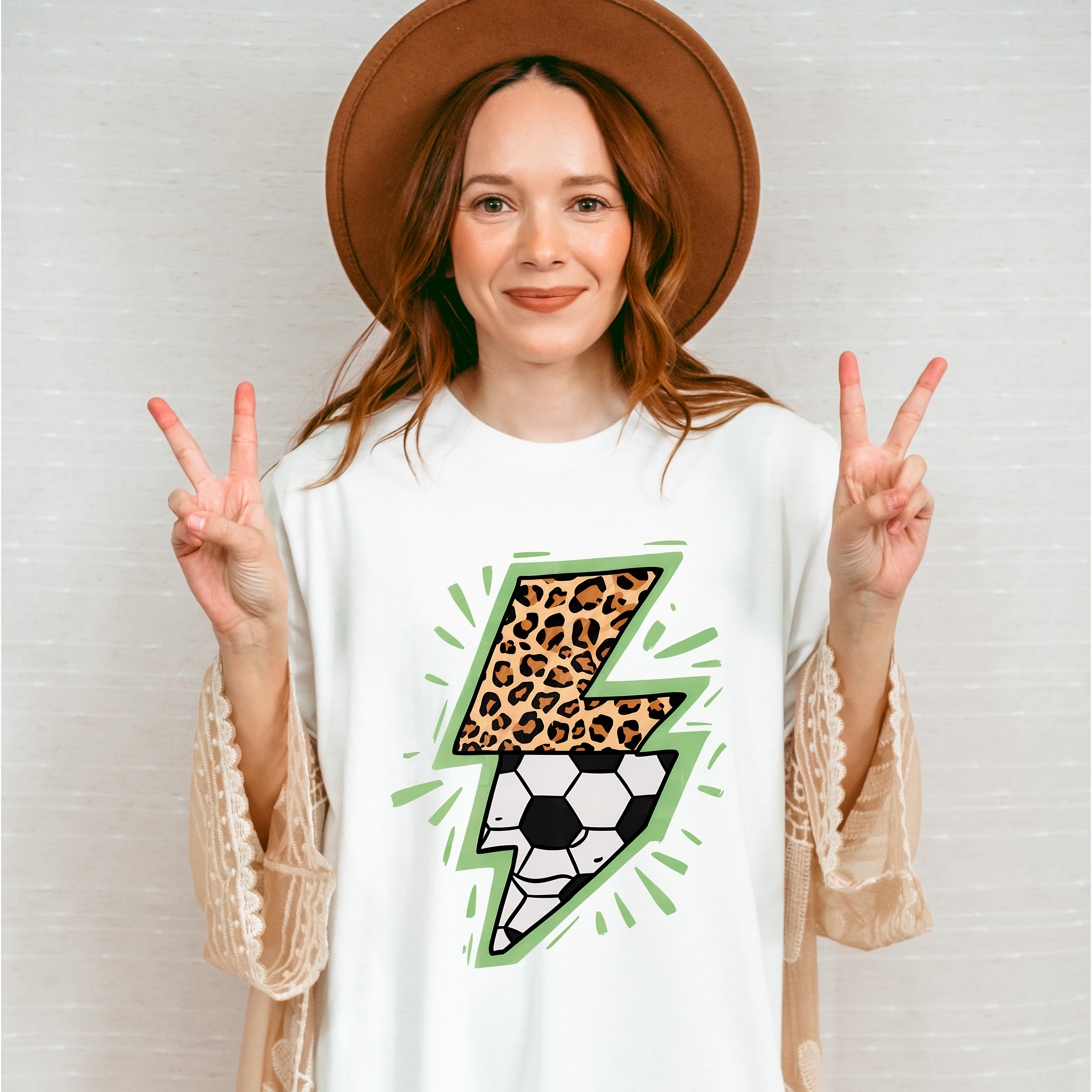 Lightning Half Soccer Ball Half Leopard Design - Soccer Unisex Crewneck T-Shirt Sweatshirt Hoodie