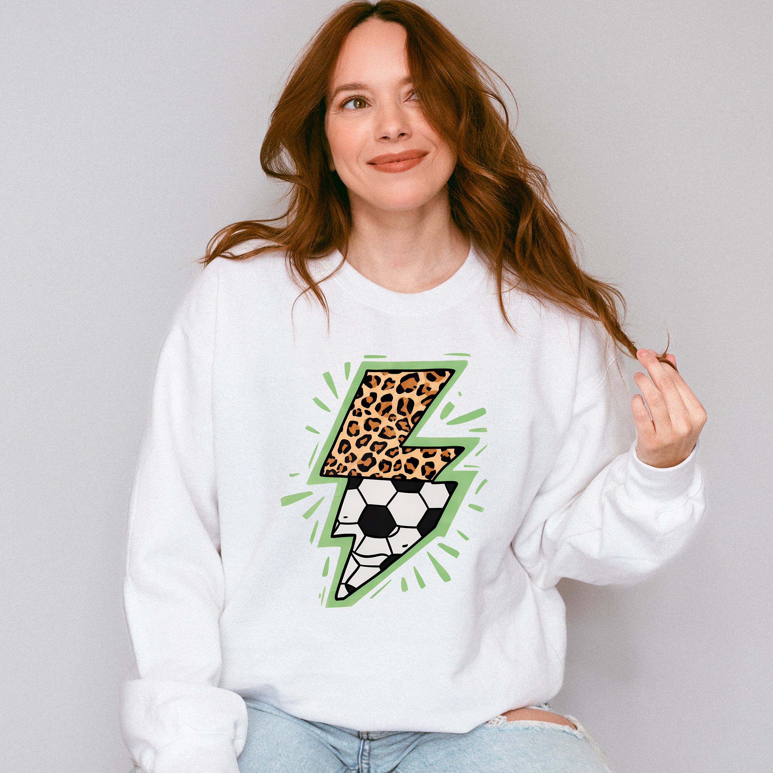 Lightning Half Soccer Ball Half Leopard Design - Soccer Unisex Crewneck T-Shirt Sweatshirt Hoodie