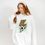 Lightning Half Soccer Ball Half Leopard Design - Soccer Unisex Crewneck T-Shirt Sweatshirt Hoodie