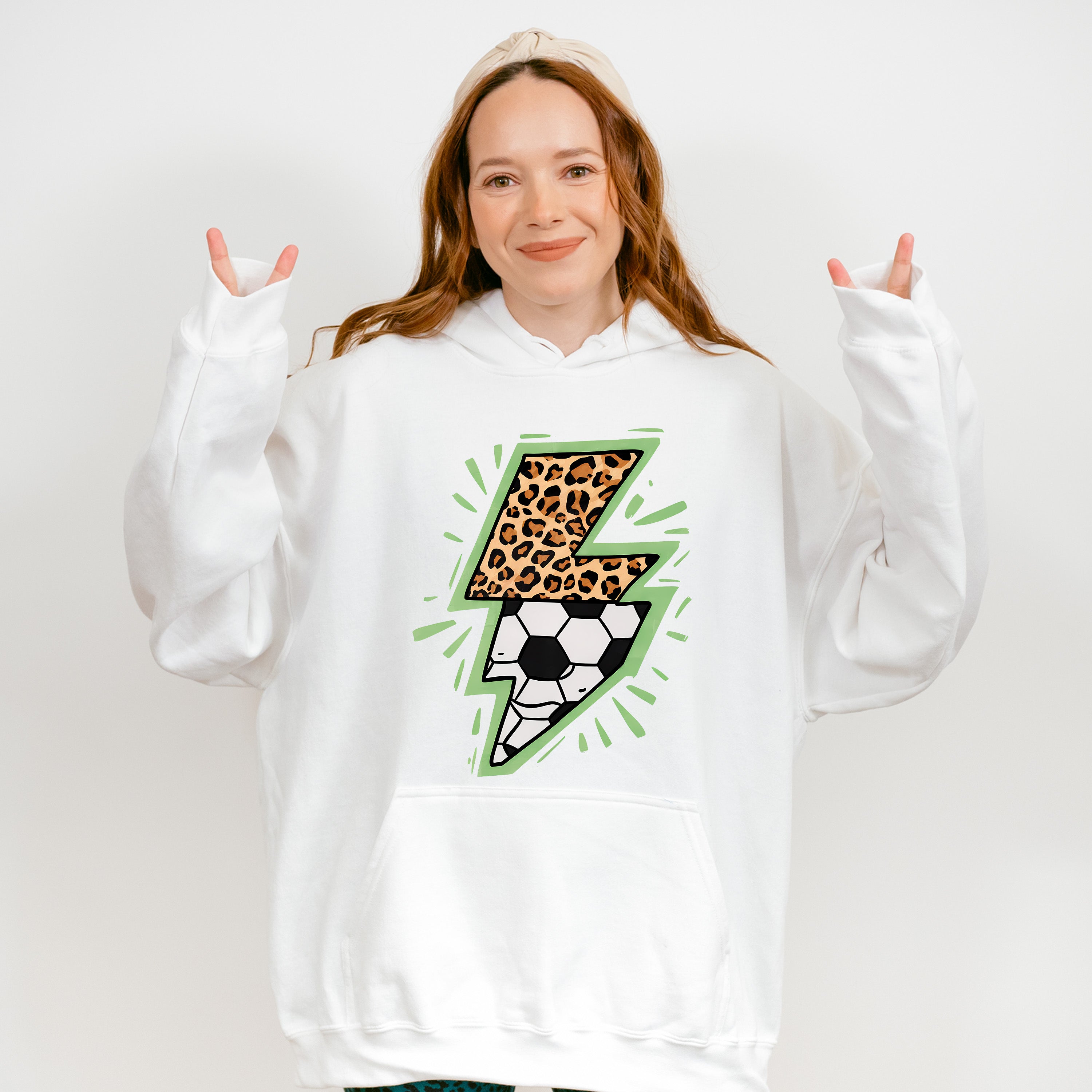 Lightning Half Soccer Ball Half Leopard Design - Soccer Unisex Crewneck T-Shirt Sweatshirt Hoodie