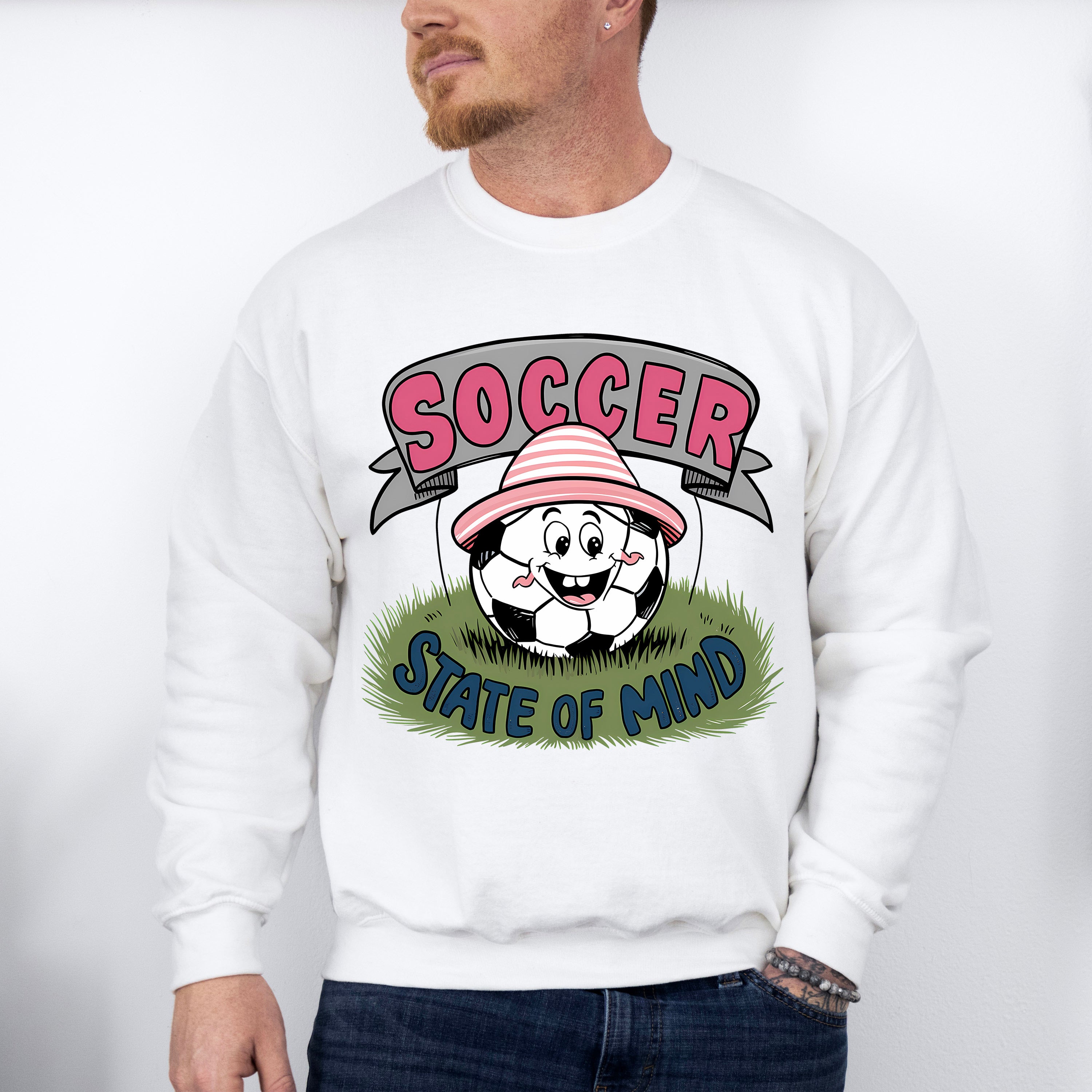 Smiley Soccer State Of Mind - Soccer Unisex Crewneck T-Shirt Sweatshirt Hoodie