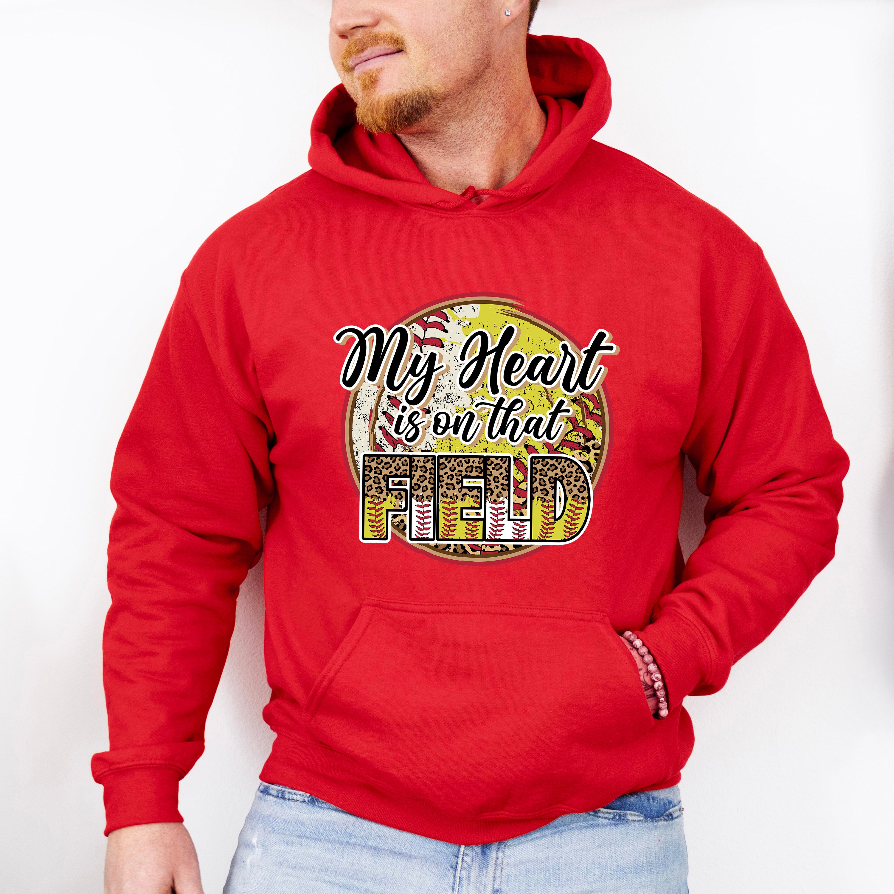 My Heart Is On That Field Circle Design - Softball Unisex Crewneck T-Shirt Sweatshirt Hoodie