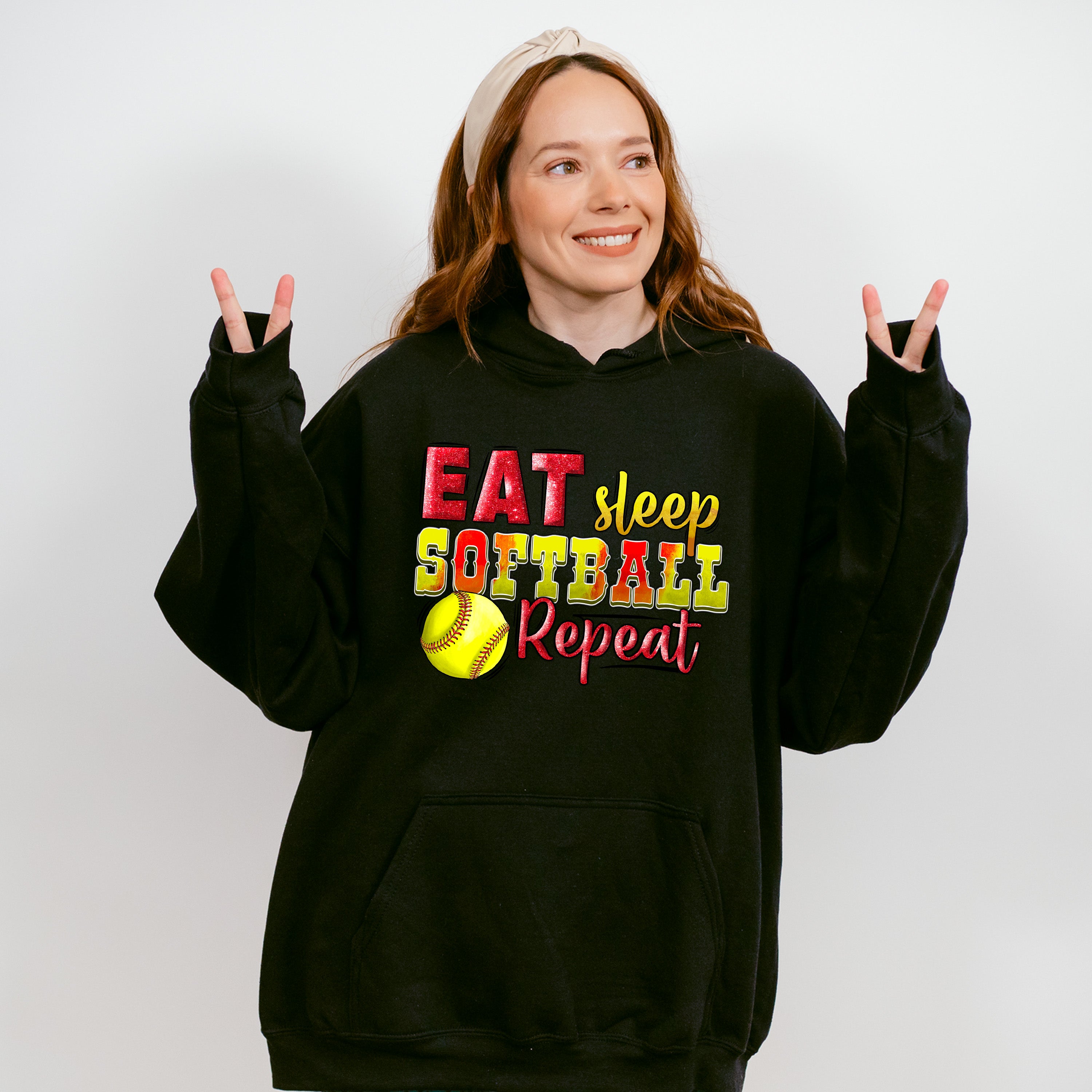 Eat Sleep Softball Repeat - Softball Unisex Crewneck T-Shirt Sweatshirt Hoodie
