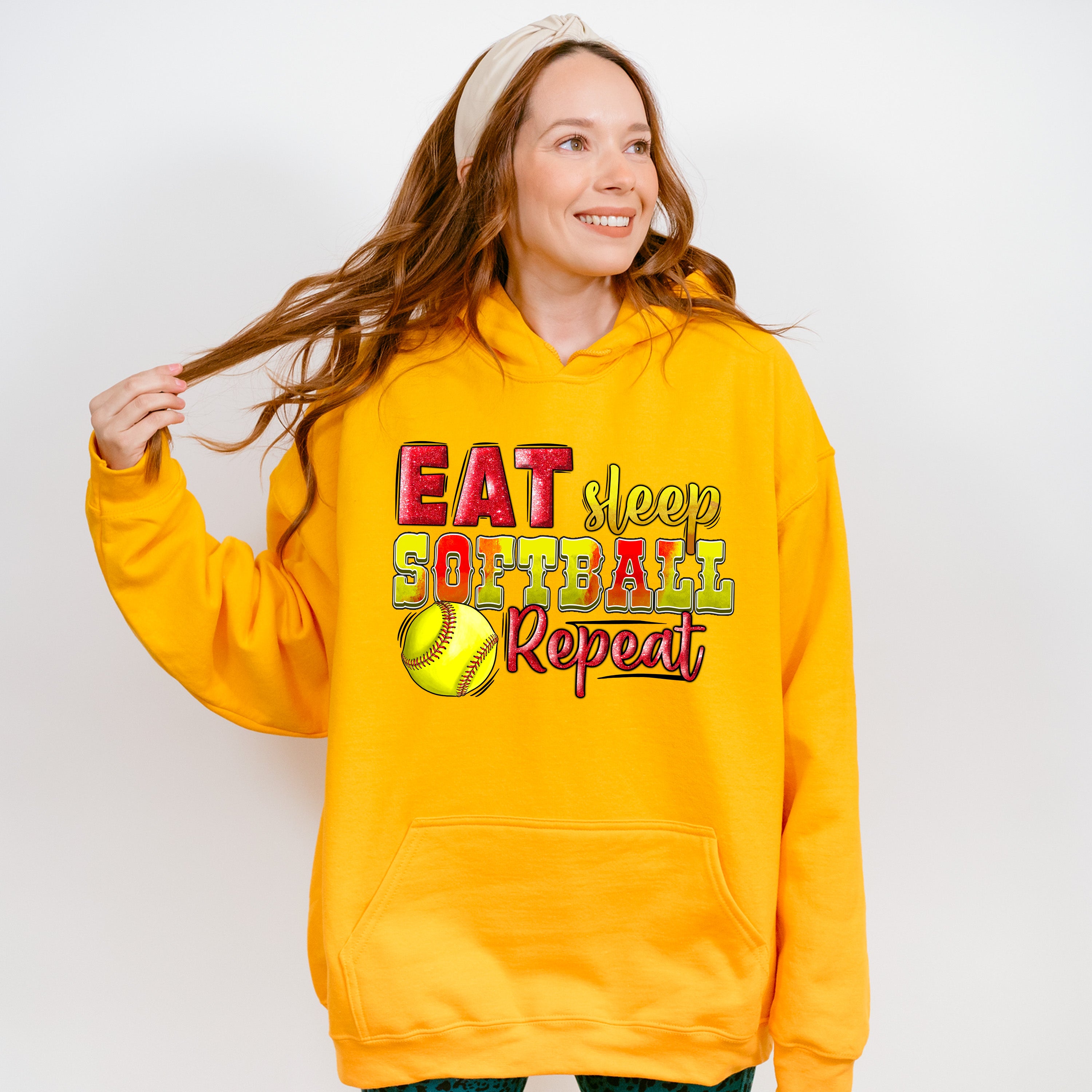 Eat Sleep Softball Repeat - Softball Unisex Crewneck T-Shirt Sweatshirt Hoodie