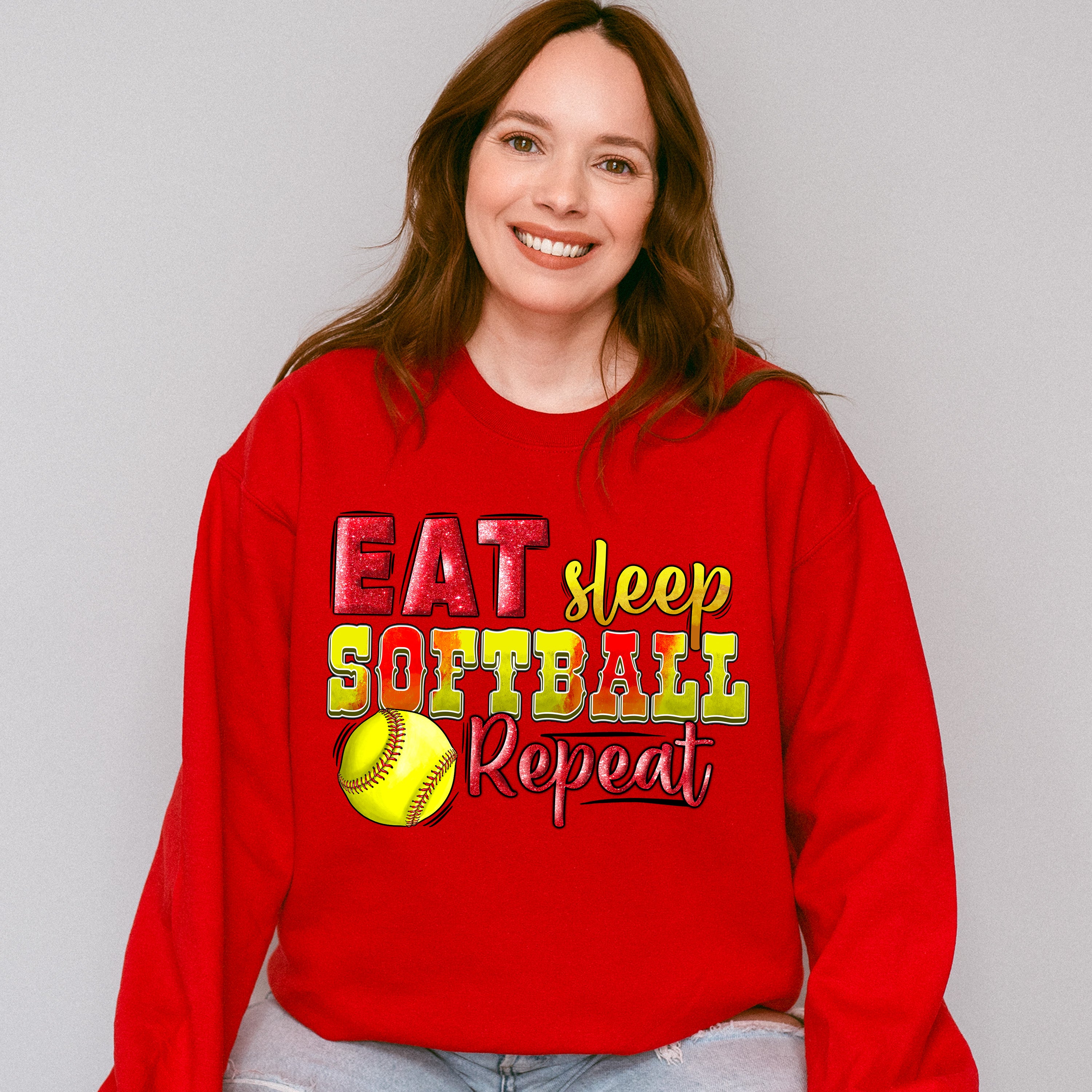 Eat Sleep Softball Repeat - Softball Unisex Crewneck T-Shirt Sweatshirt Hoodie