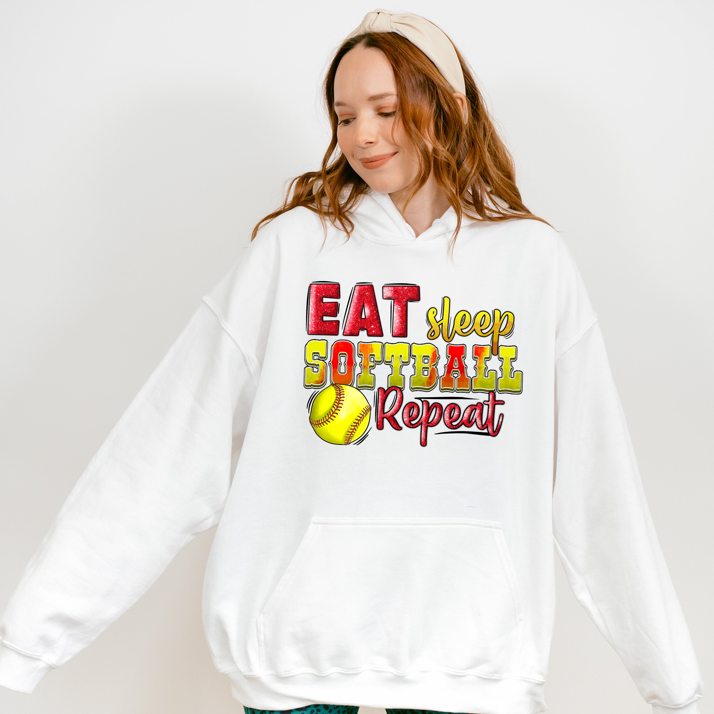 Eat Sleep Softball Repeat - Softball Unisex Crewneck T-Shirt Sweatshirt Hoodie