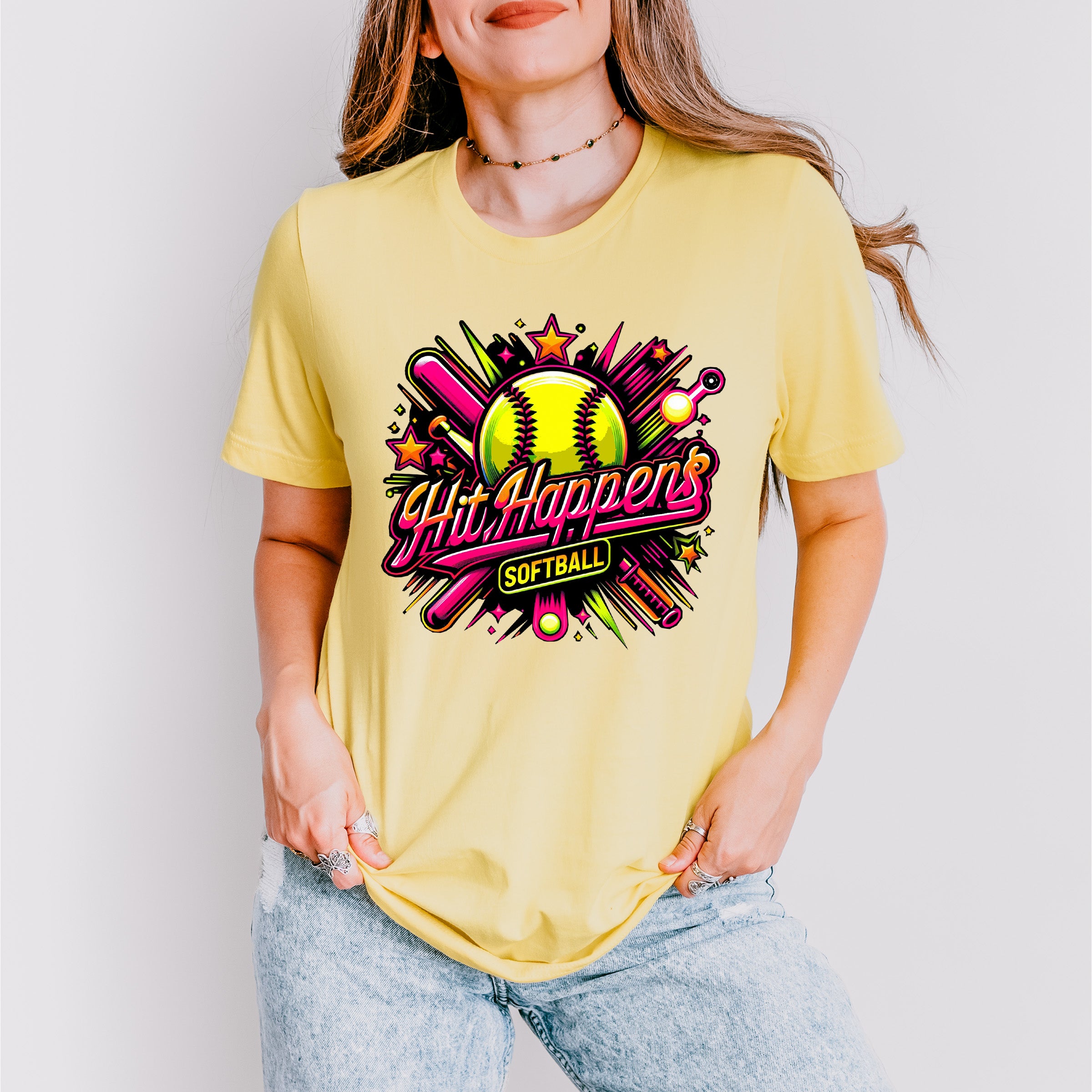 Hit Happens - Softball Unisex Crewneck T-Shirt Sweatshirt Hoodie