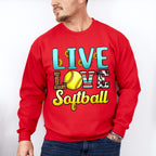Live Love Softball - Softball Unisex Crewneck T-Shirt Sweatshirt Hoodie