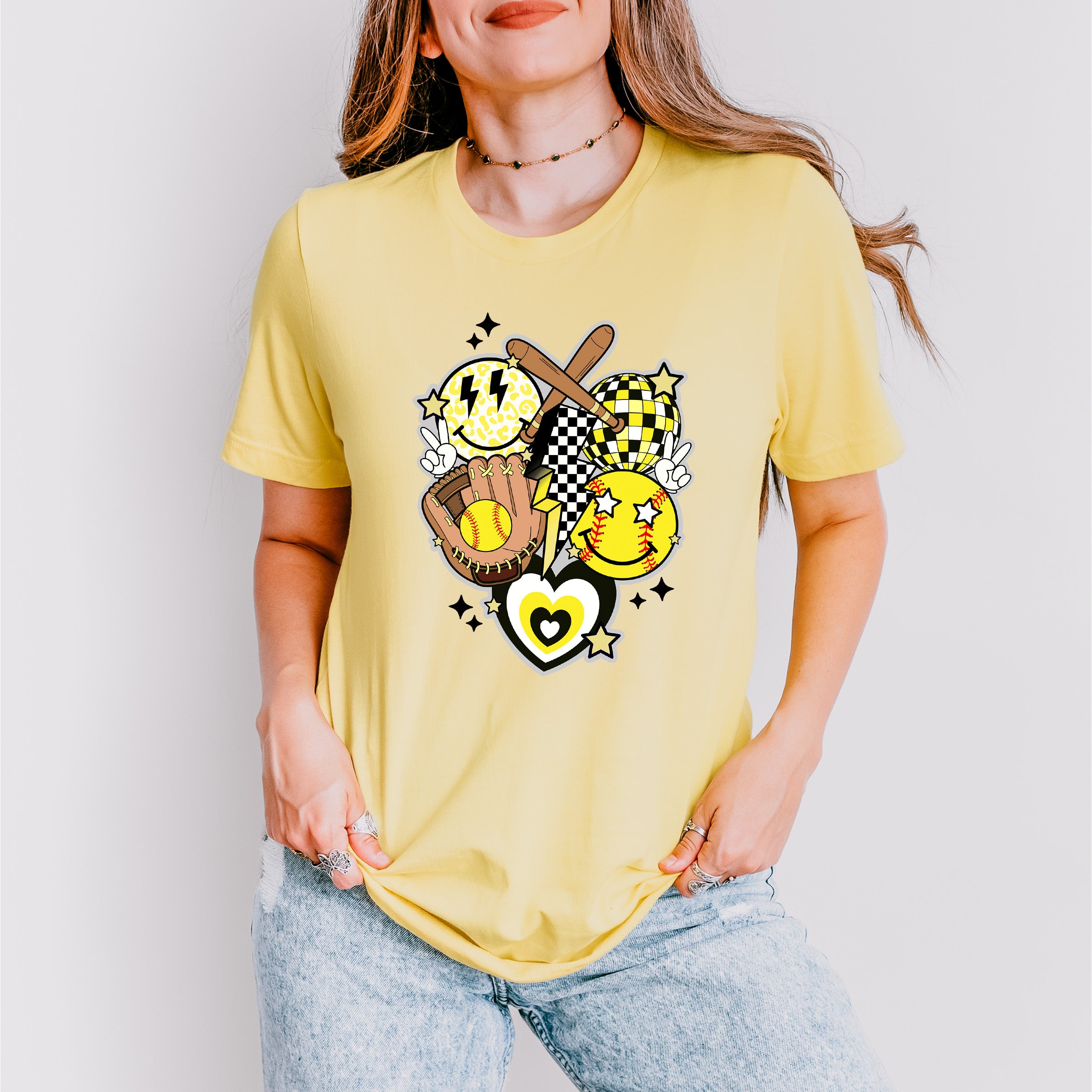 Softball Doodles Design - Softball Unisex Crewneck T-Shirt Sweatshirt Hoodie