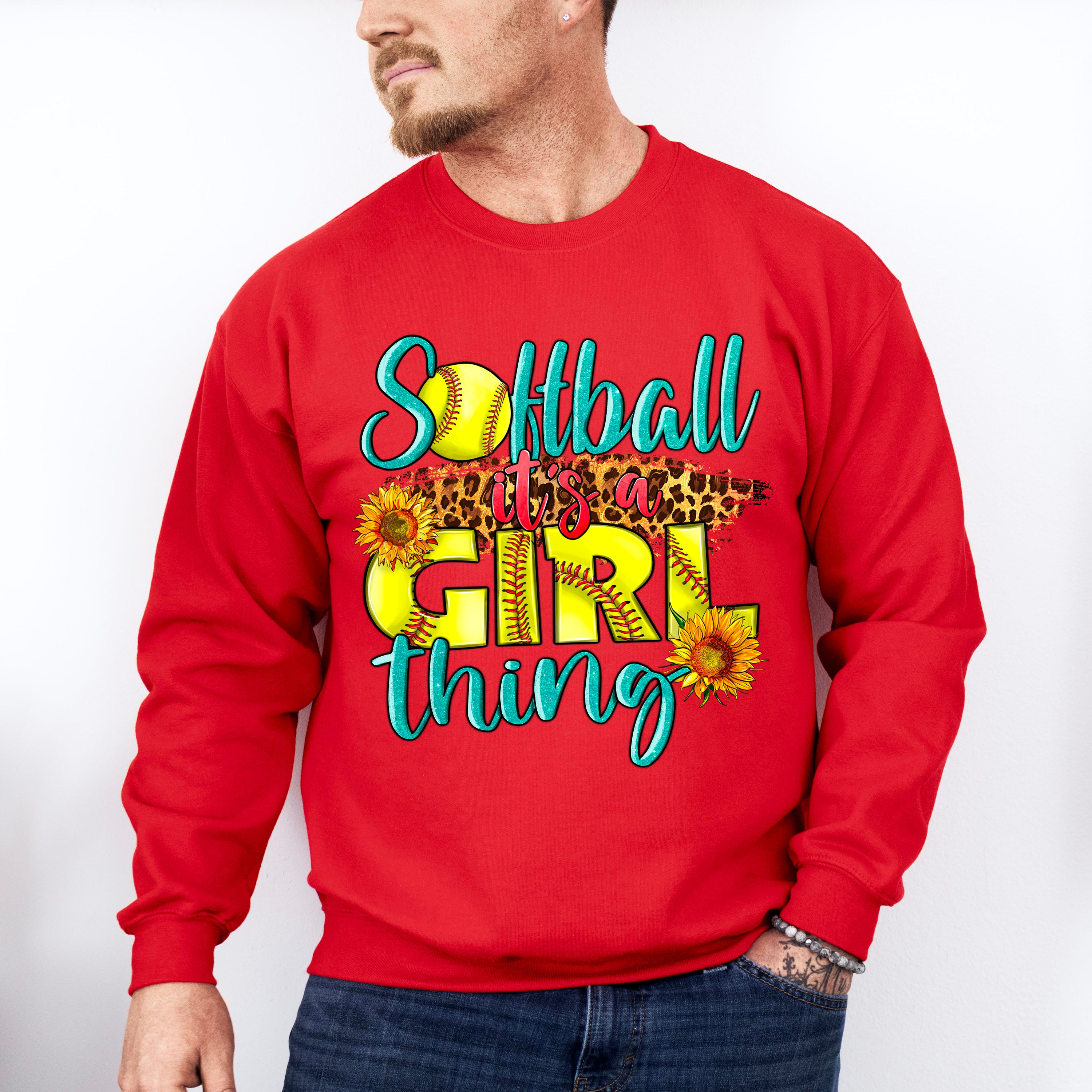 Softball It's A Girl Thing - Softball Unisex Crewneck T-Shirt Sweatshirt Hoodie