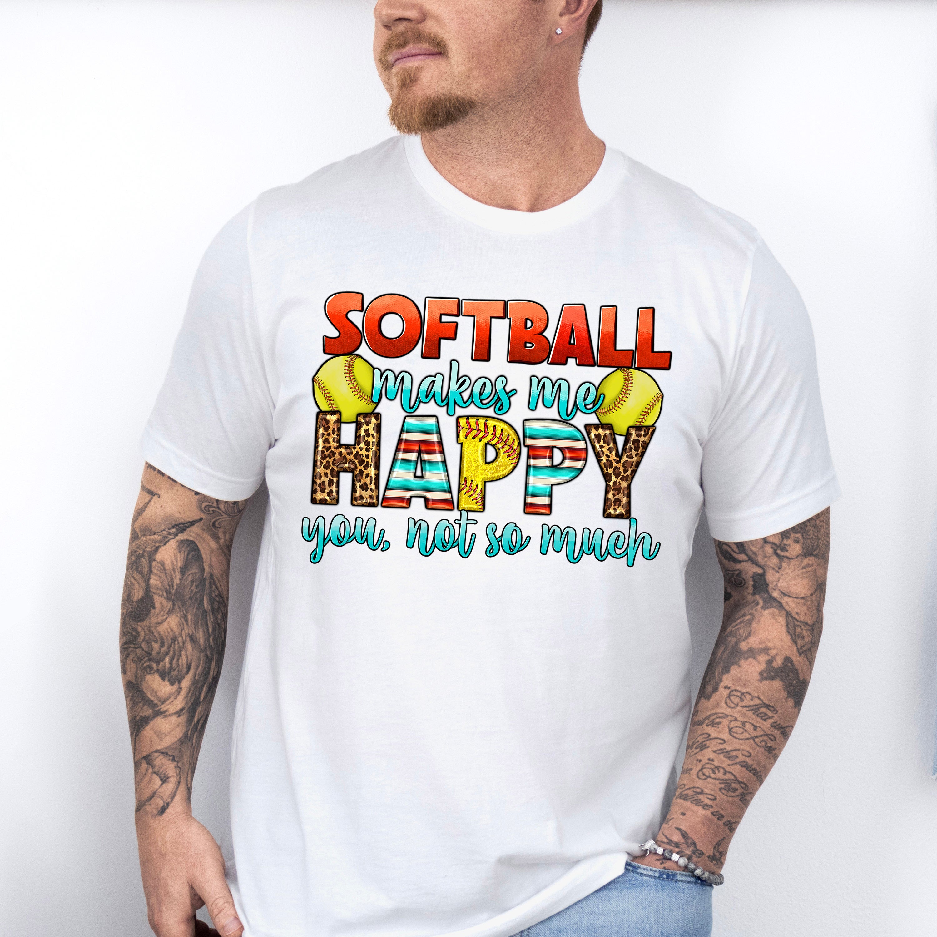 Softball Makes Me Happy - Softball Unisex Crewneck T-Shirt Sweatshirt Hoodie