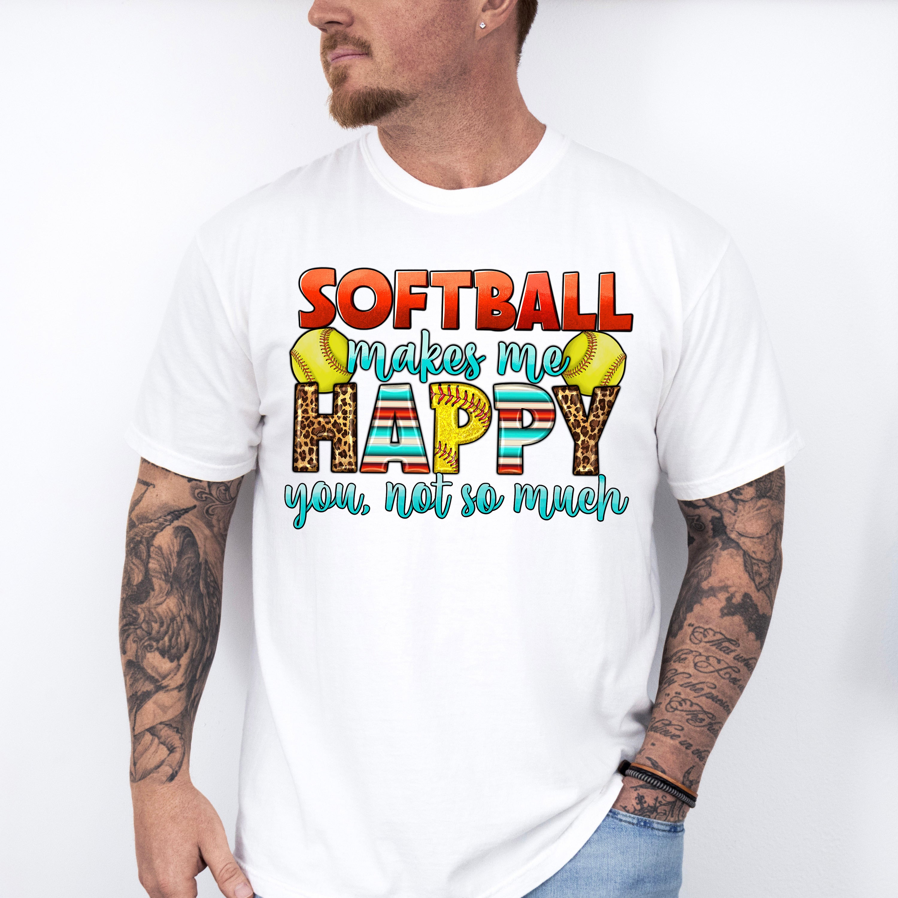 Softball Makes Me Happy - Softball Unisex Crewneck T-Shirt Sweatshirt Hoodie