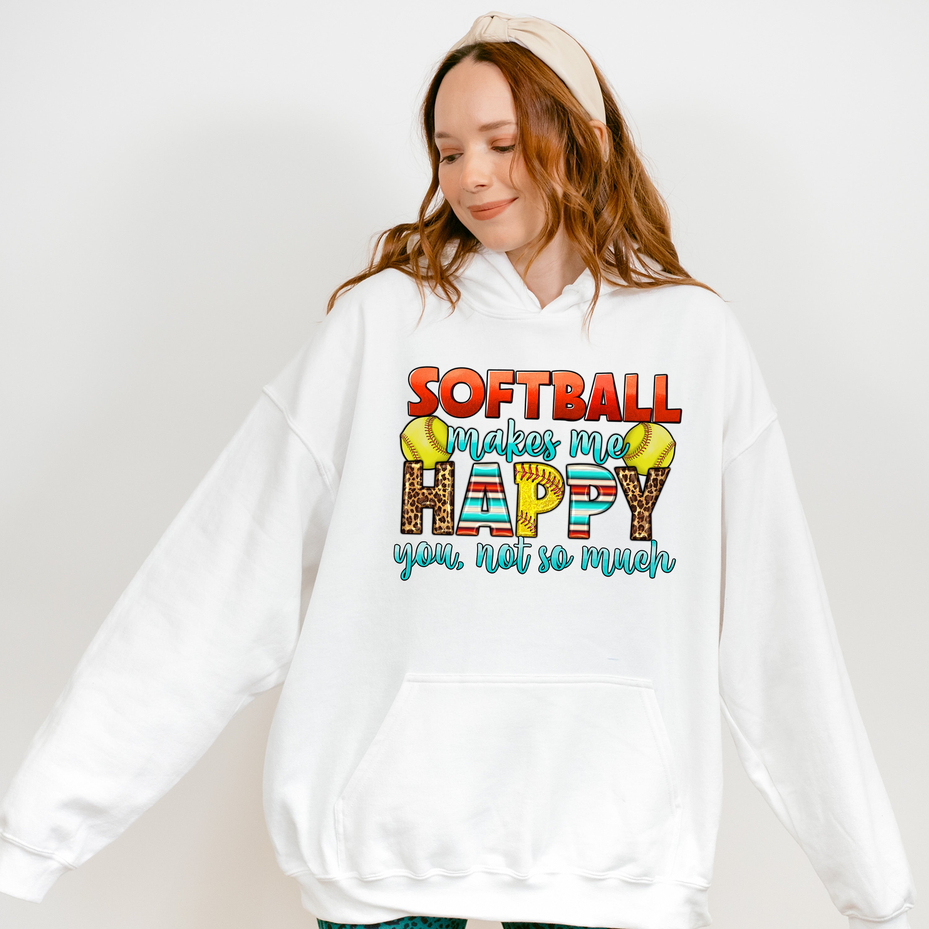 Softball Makes Me Happy - Softball Unisex Crewneck T-Shirt Sweatshirt Hoodie