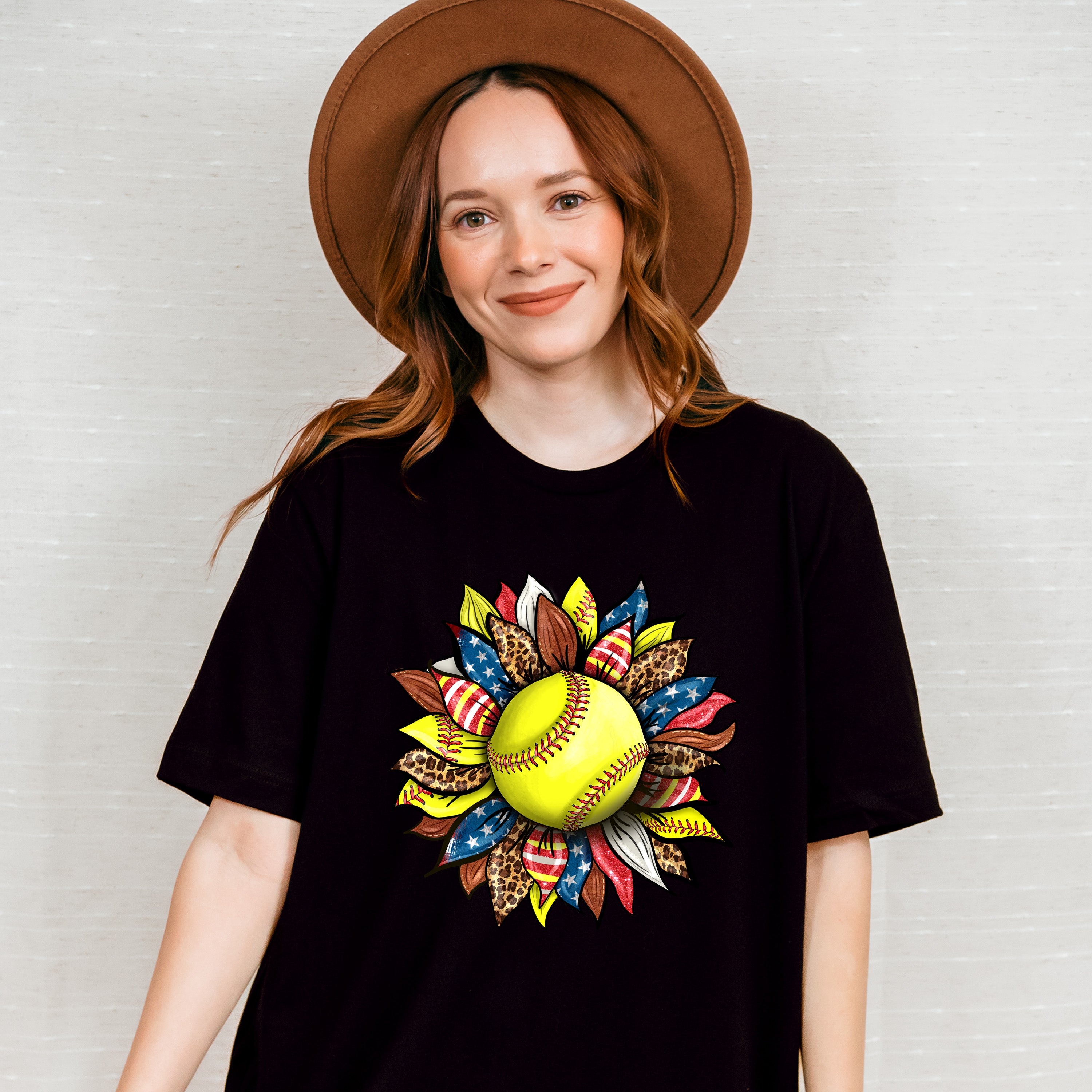 Sunflower Design - Softball Unisex Crewneck T-Shirt Sweatshirt Hoodie