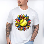 Sunflower Design - Softball Unisex Crewneck T-Shirt Sweatshirt Hoodie