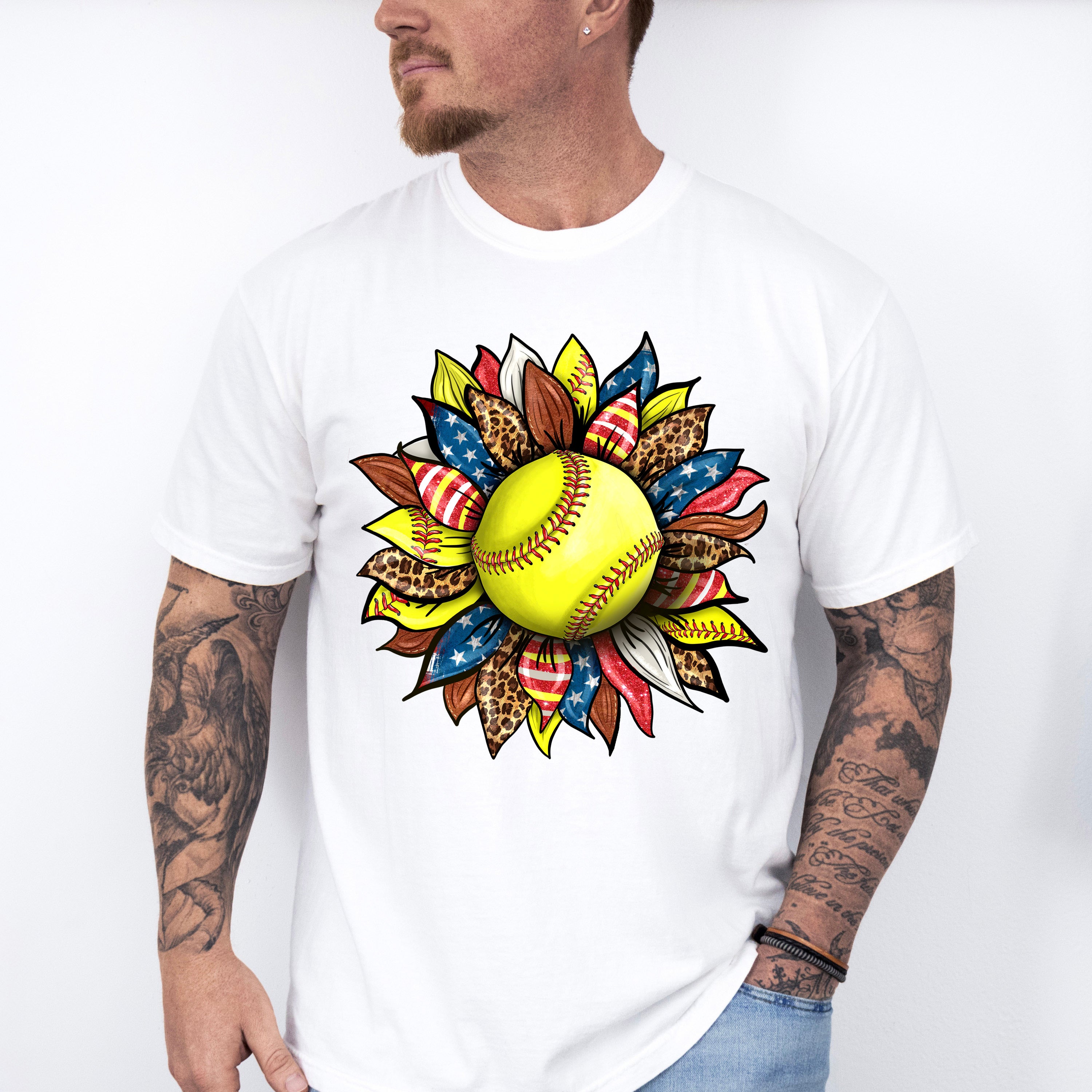 Sunflower Design - Softball Unisex Crewneck T-Shirt Sweatshirt Hoodie
