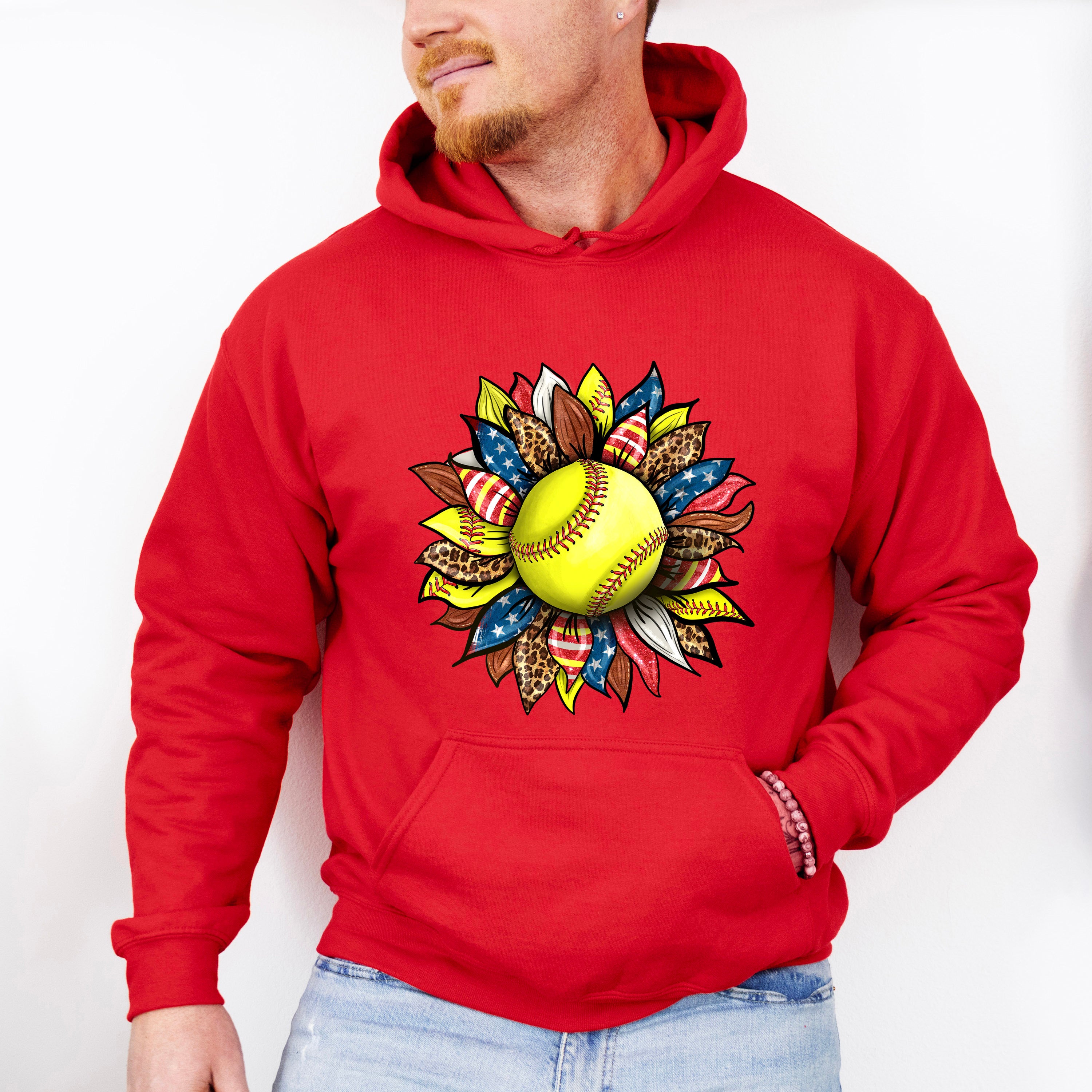 Sunflower Design - Softball Unisex Crewneck T-Shirt Sweatshirt Hoodie