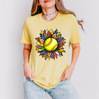 Sunflower Design - Softball Unisex Crewneck T-Shirt Sweatshirt Hoodie