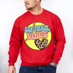 Softball Vibes Leopard Heart Design - Softball Unisex Crewneck T-Shirt Sweatshirt Hoodie