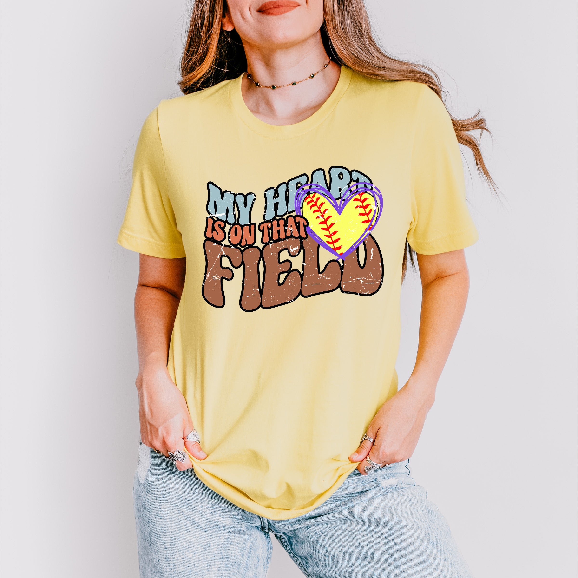 My Heart Is On That Field - Softball  Unisex Crewneck T-Shirt Sweatshirt Hoodie