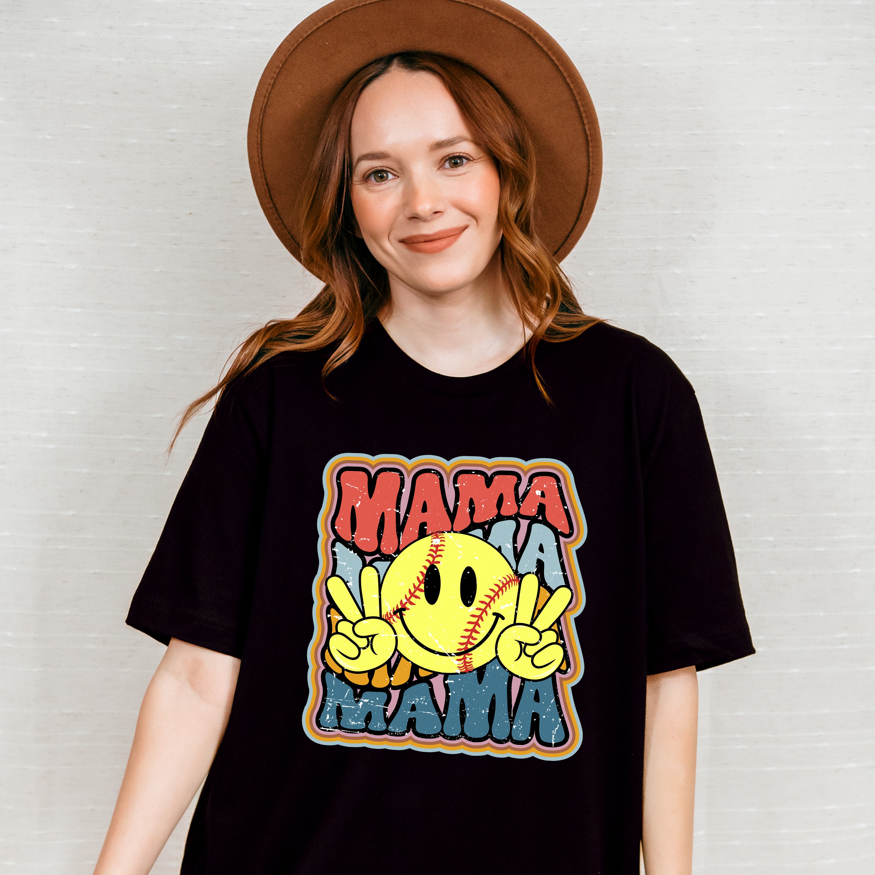 Smiley Mama Design - Softball Unisex Crewneck T-Shirt Sweatshirt Hoodie