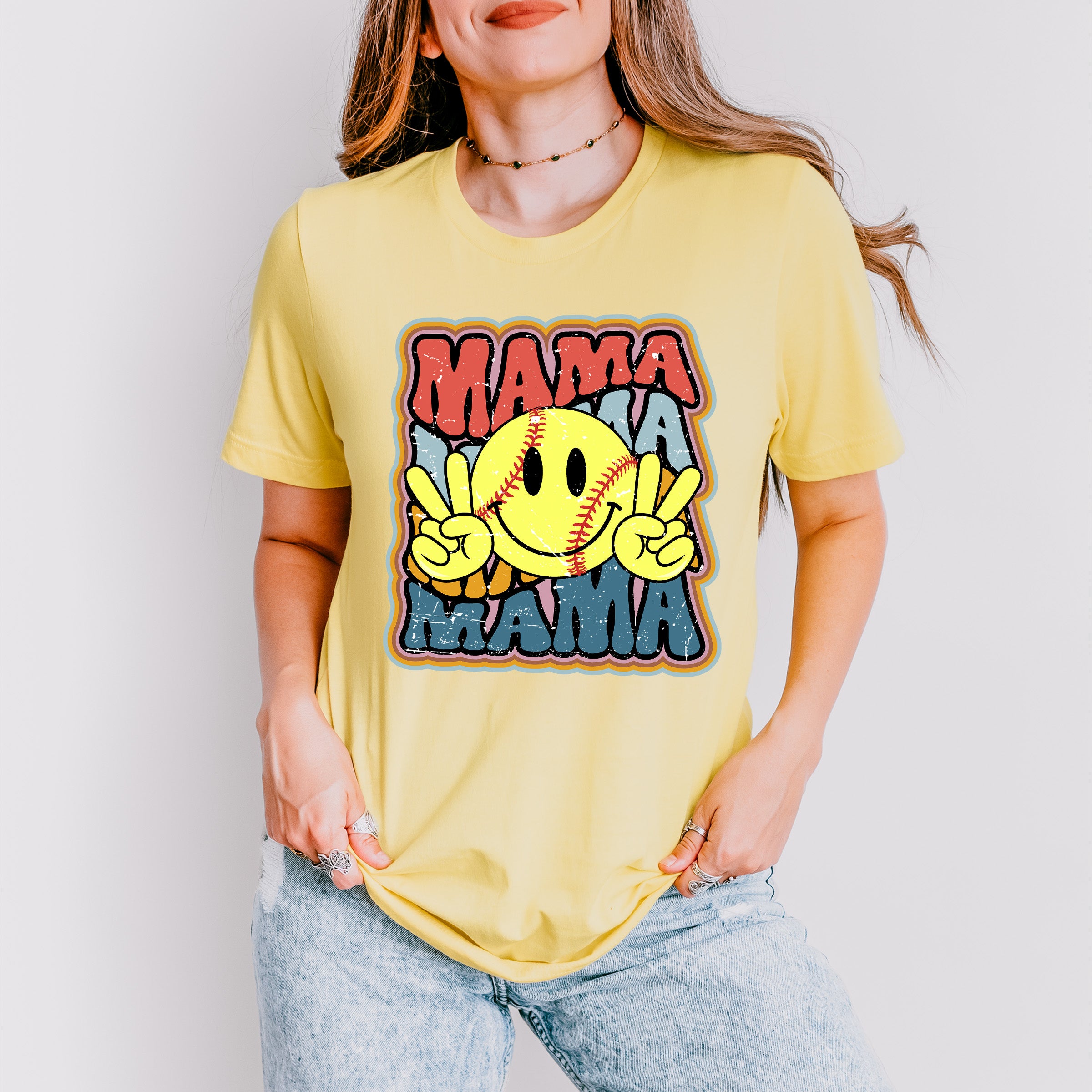 Smiley Mama Design - Softball Unisex Crewneck T-Shirt Sweatshirt Hoodie