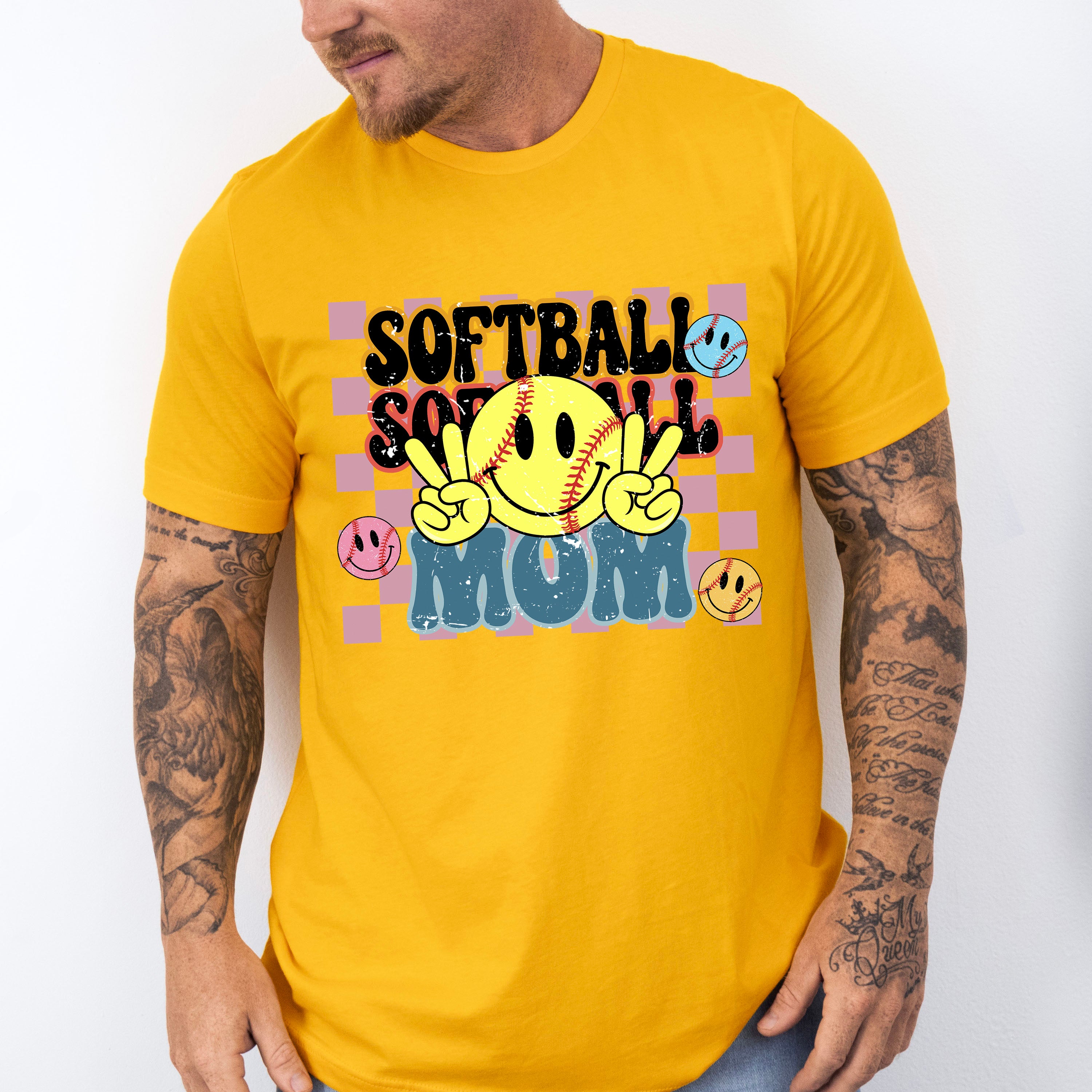 Smiley Softball Mom Design - Softball Unisex Crewneck T-Shirt Sweatshirt Hoodie
