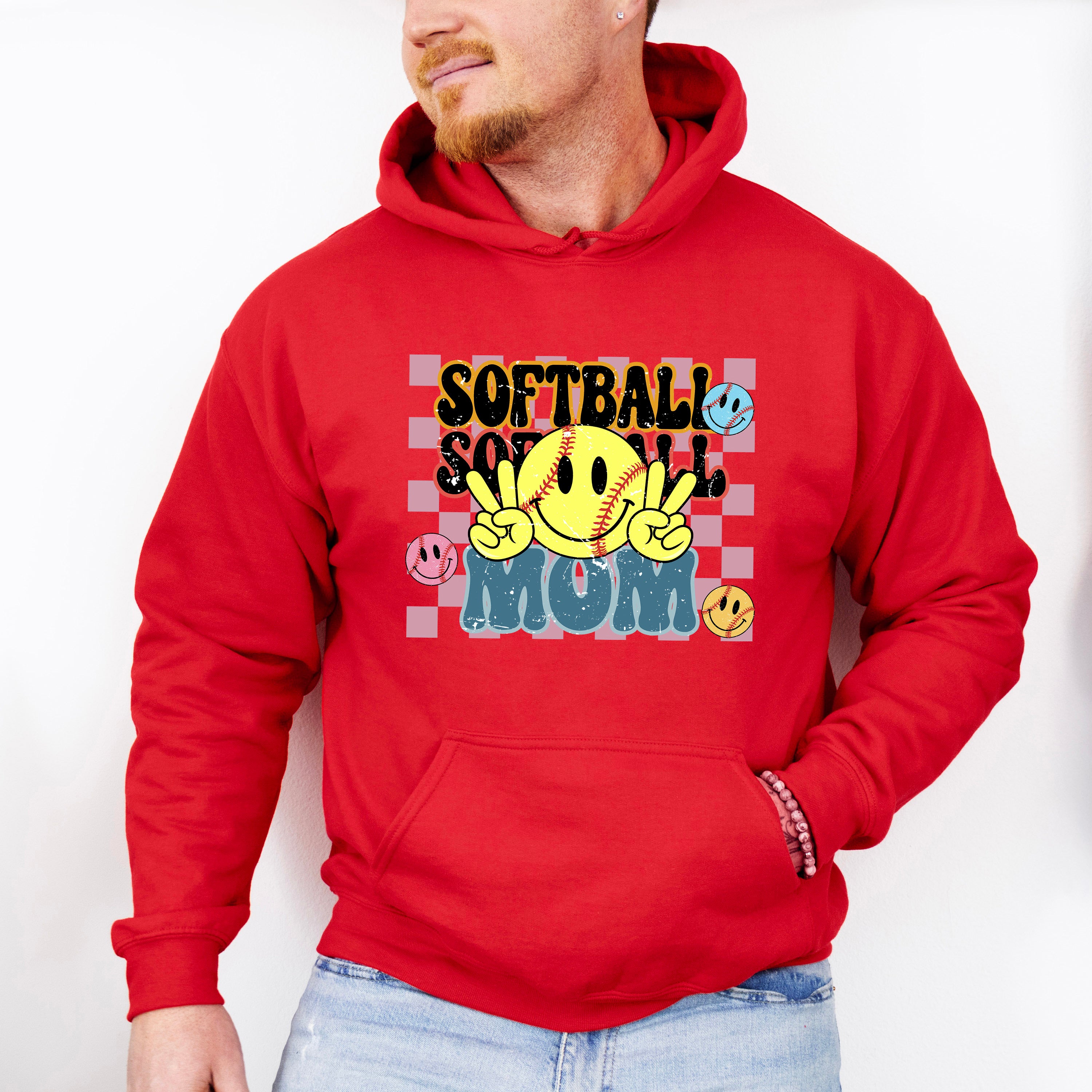 Smiley Softball Mom Design - Softball Unisex Crewneck T-Shirt Sweatshirt Hoodie
