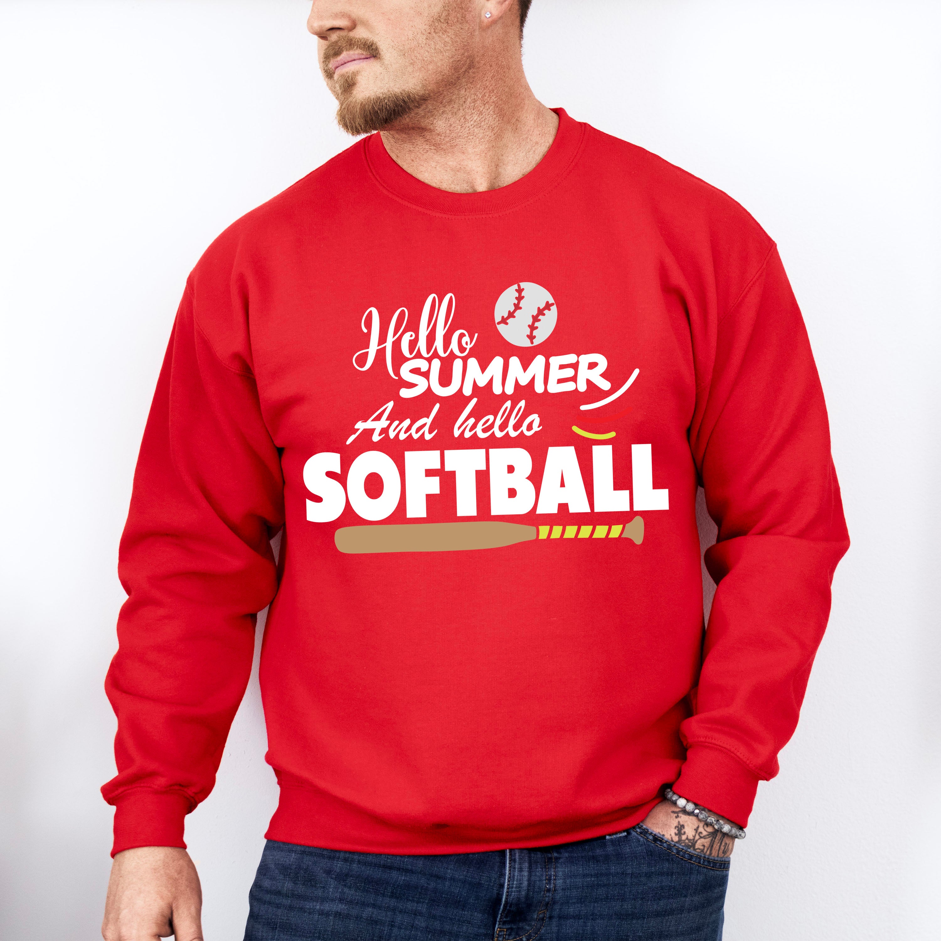 Hello Summer And Hello Softball - Softball Unisex Crewneck T-Shirt Sweatshirt Hoodie