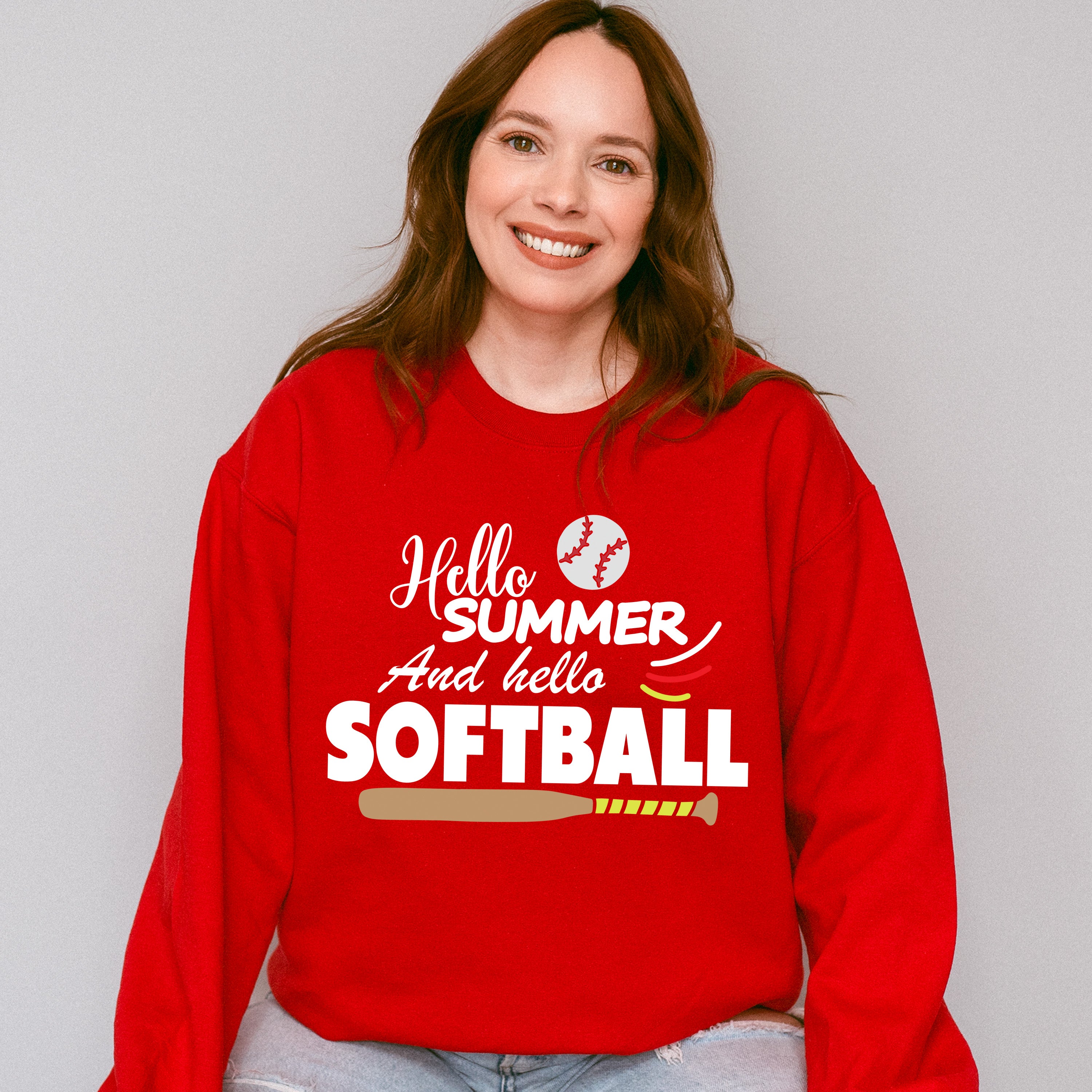 Hello Summer And Hello Softball - Softball Unisex Crewneck T-Shirt Sweatshirt Hoodie