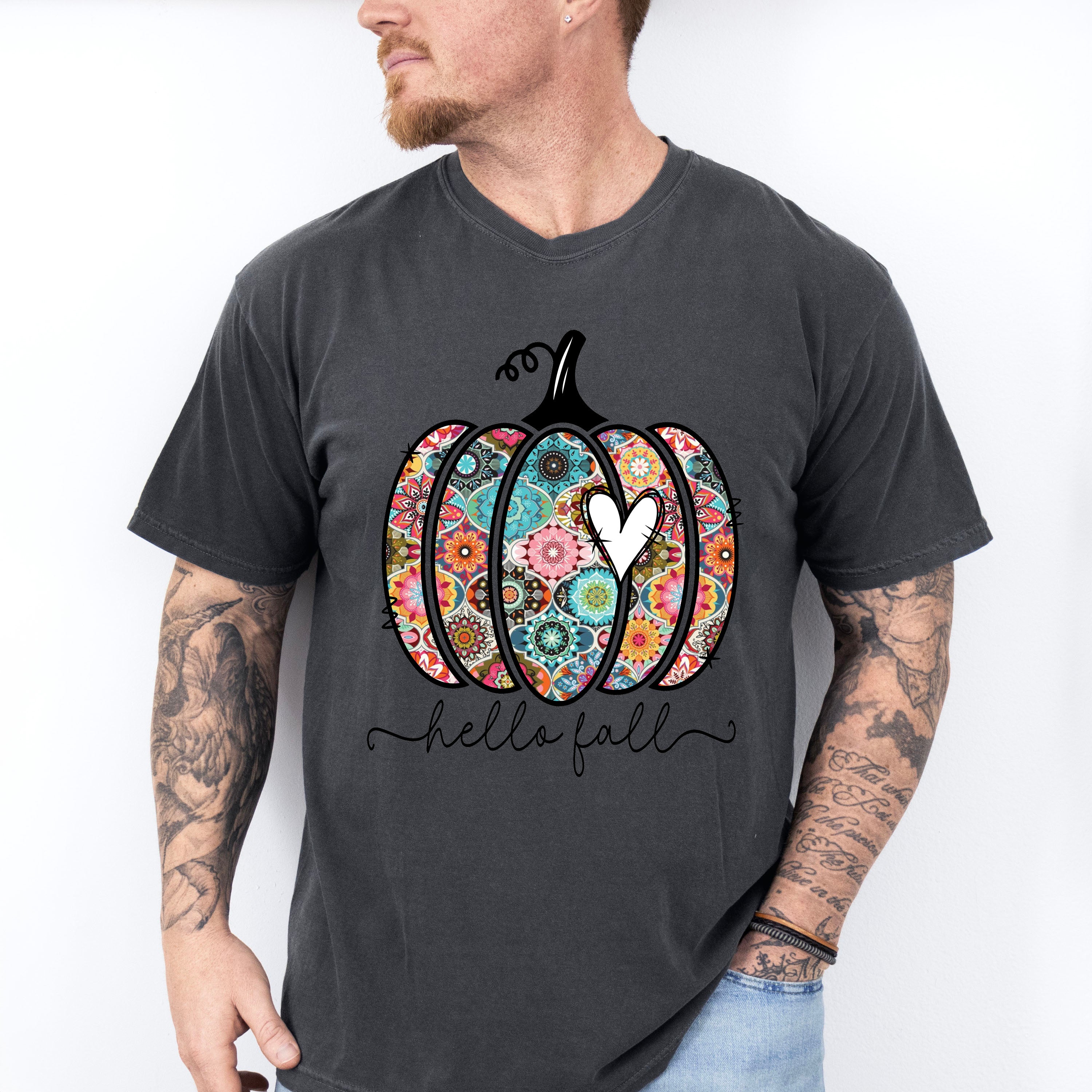 Hello Fall Heart Pumpkin - Fall Unisex Crewneck T-Shirt Sweatshirt Hoodie