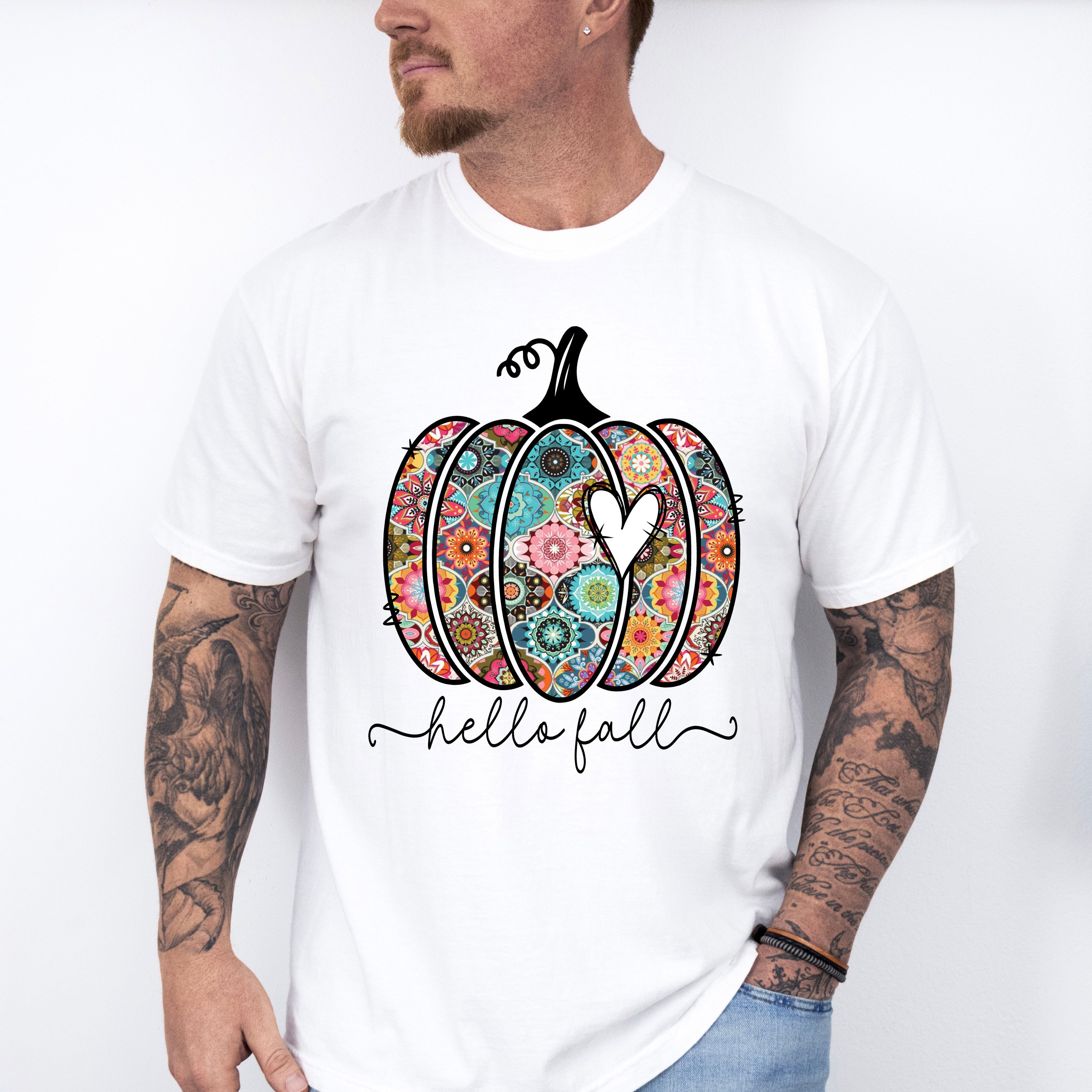 Hello Fall Heart Pumpkin - Fall Unisex Crewneck T-Shirt Sweatshirt Hoodie