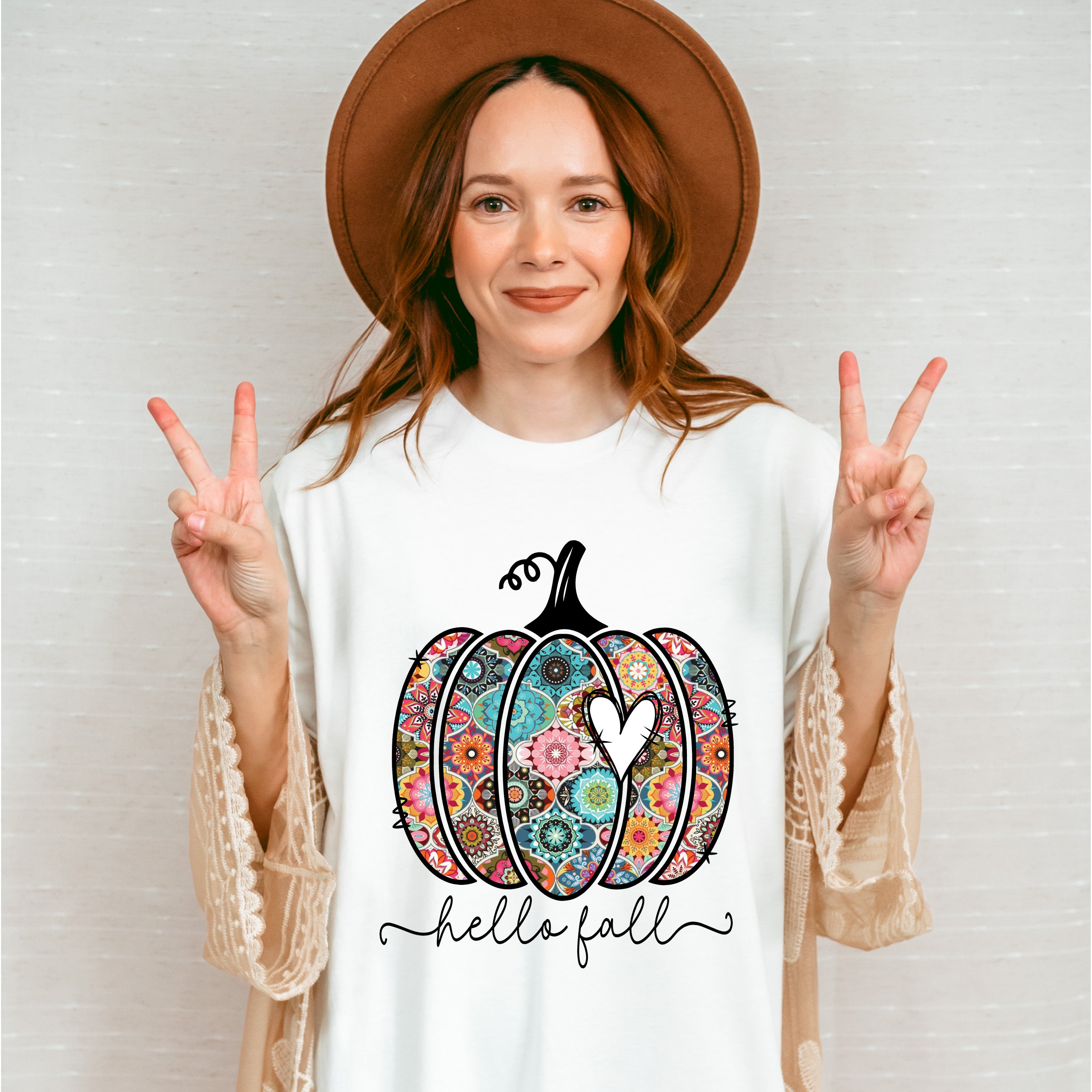 Hello Fall Heart Pumpkin - Fall Unisex Crewneck T-Shirt Sweatshirt Hoodie