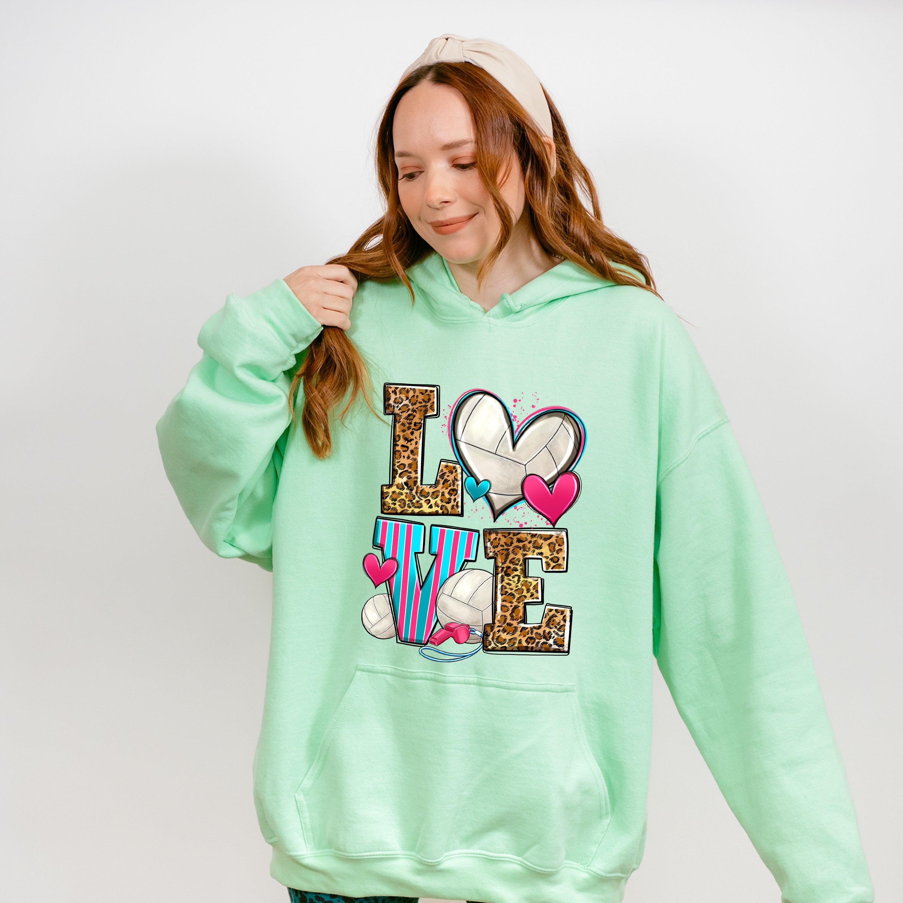 LOVE Leopard Design - Volleyball Unisex Crewneck T-Shirt Sweatshirt Hoodie