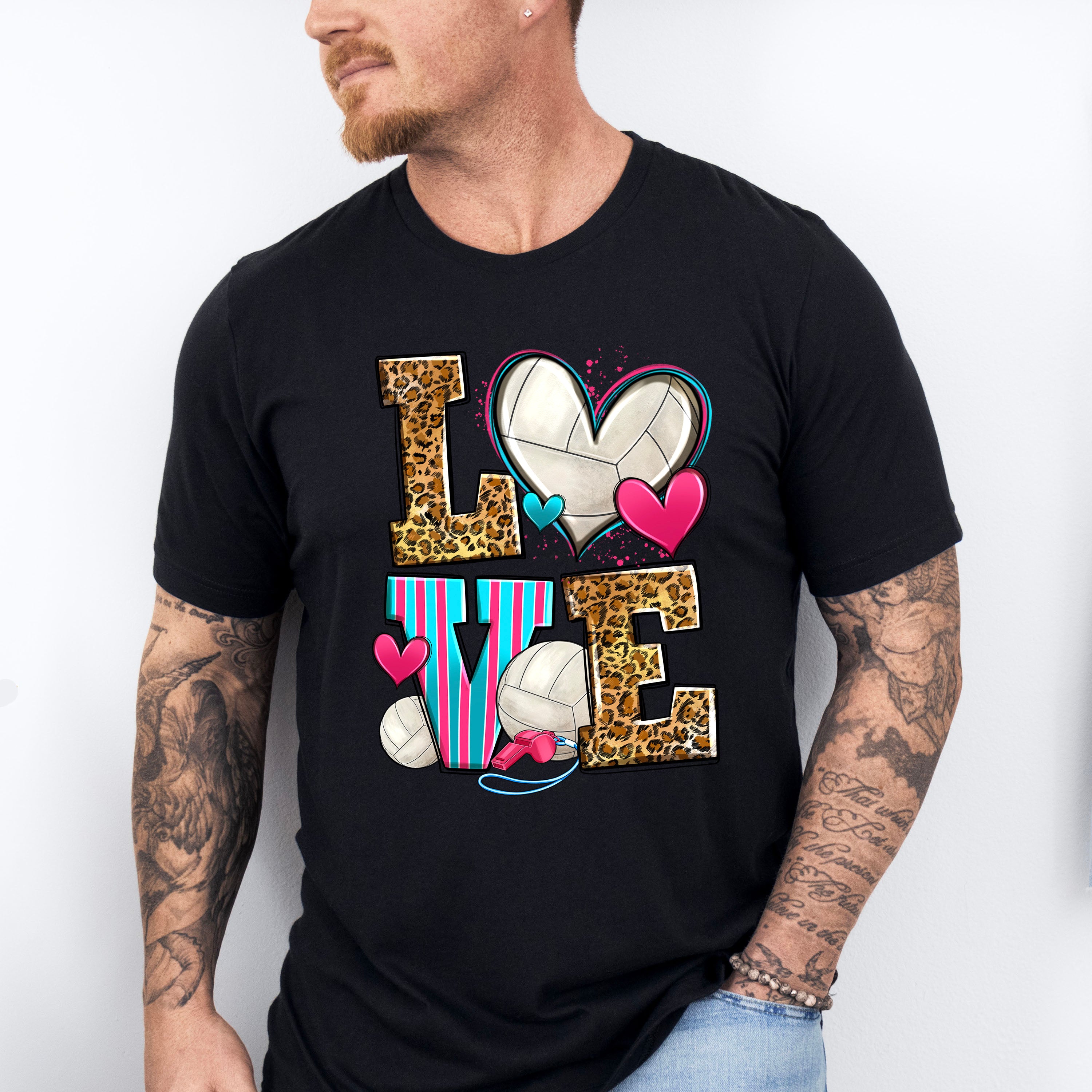 LOVE Leopard Design - Volleyball Unisex Crewneck T-Shirt Sweatshirt Hoodie