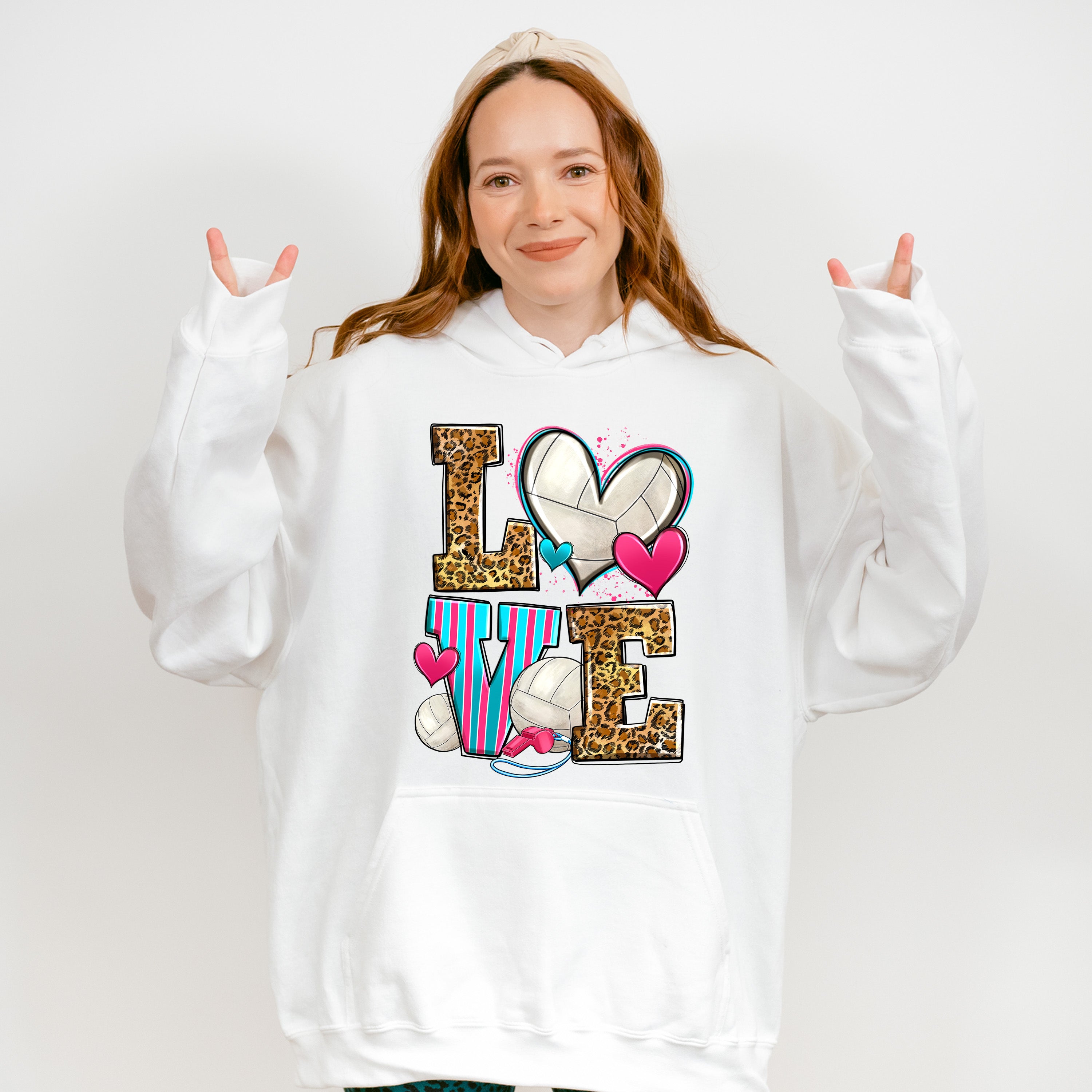 LOVE Leopard Design - Volleyball Unisex Crewneck T-Shirt Sweatshirt Hoodie