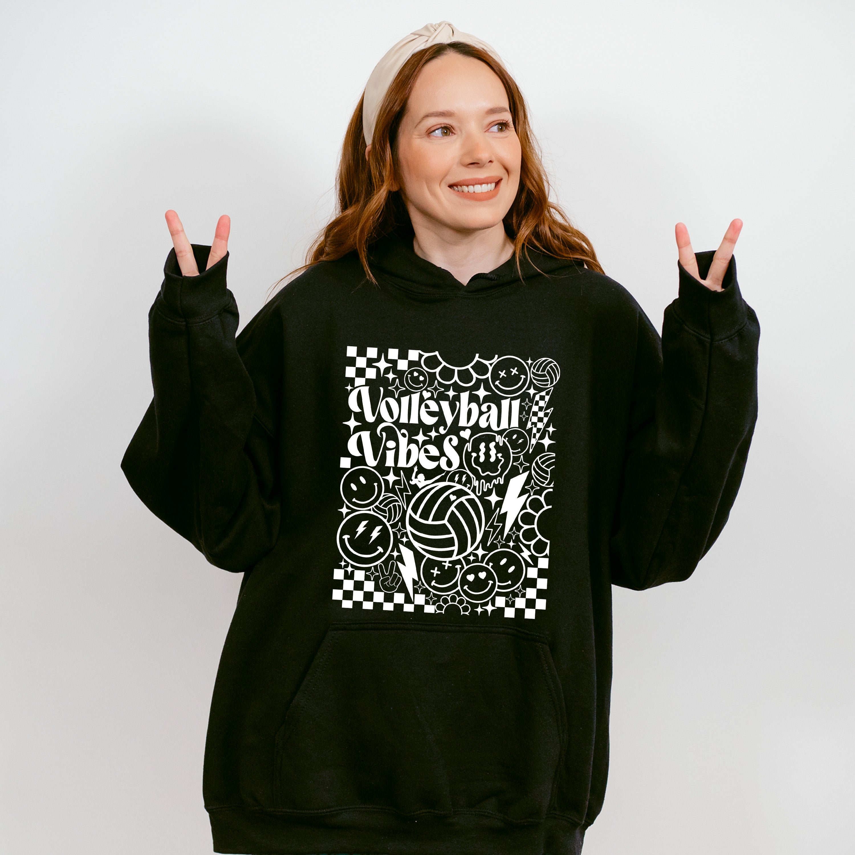 Volleyball Vibes Doodles Design - Volleyball Unisex Crewneck T-Shirt Sweatshirt Hoodie