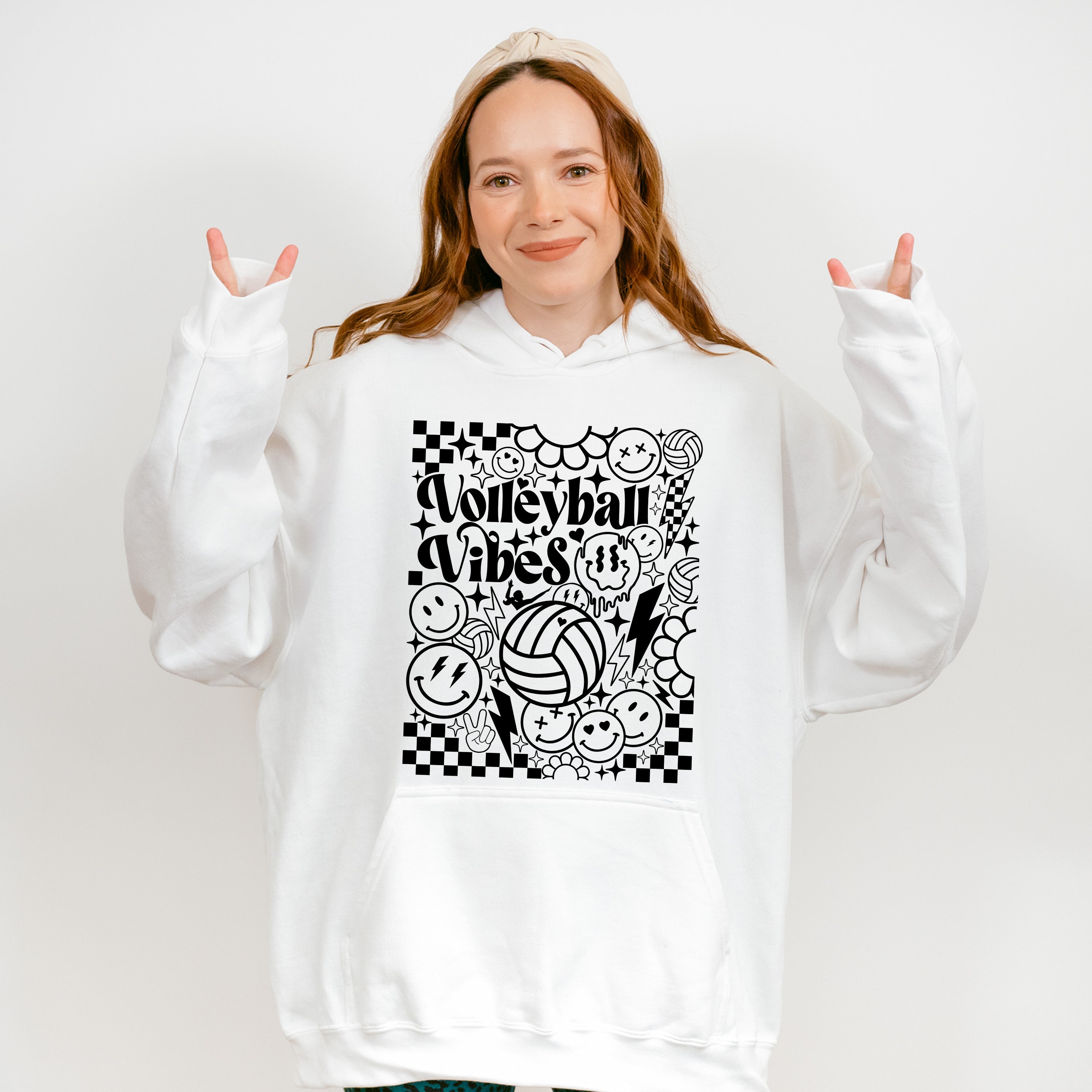Volleyball Vibes Doodles Design - Volleyball Unisex Crewneck T-Shirt Sweatshirt Hoodie