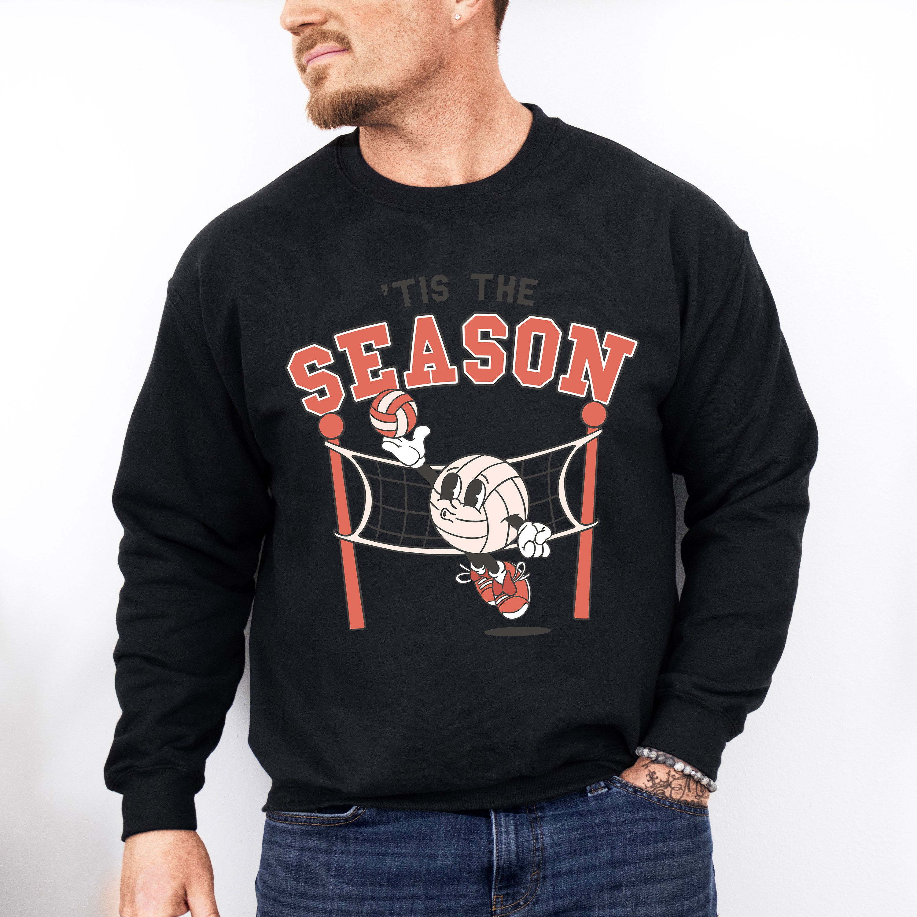 Tis The Season Volleyball Serving Design - Volleyball Unisex Crewneck T-Shirt Sweatshirt Hoodie