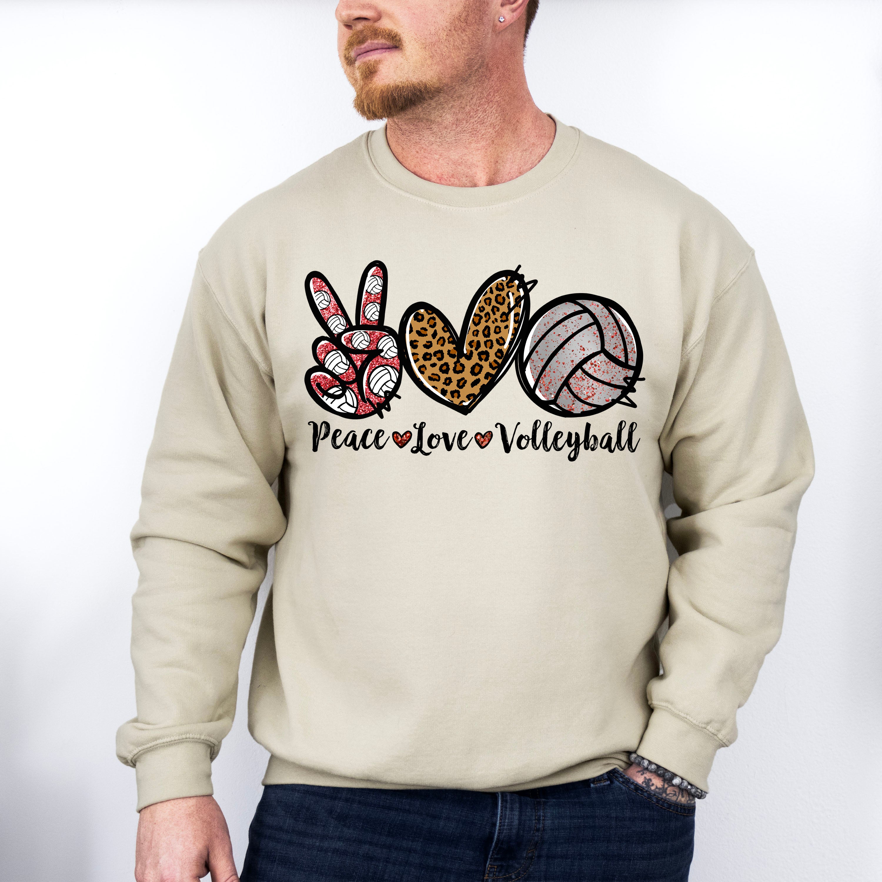 Peace Love Volleyball - Volleyball Unisex Crewneck T-Shirt Sweatshirt Hoodie
