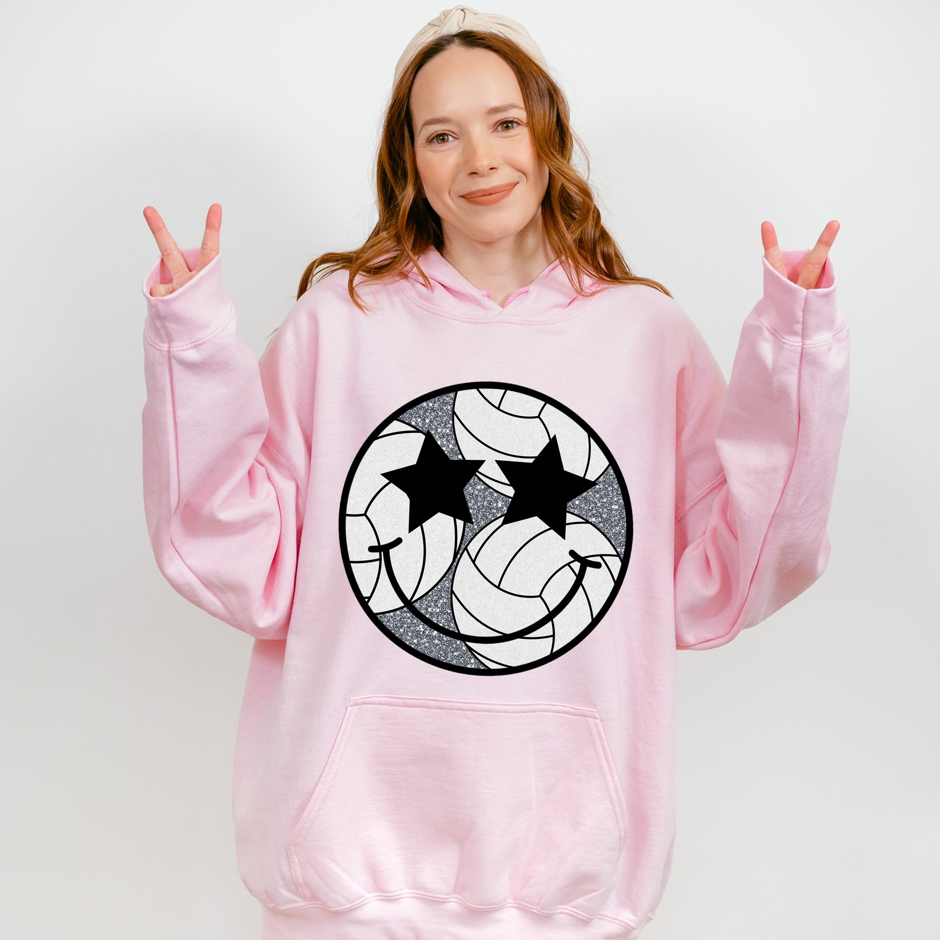 Smiley Star Eyes Design - Volleyball Unisex Crewneck T-Shirt Sweatshirt Hoodie