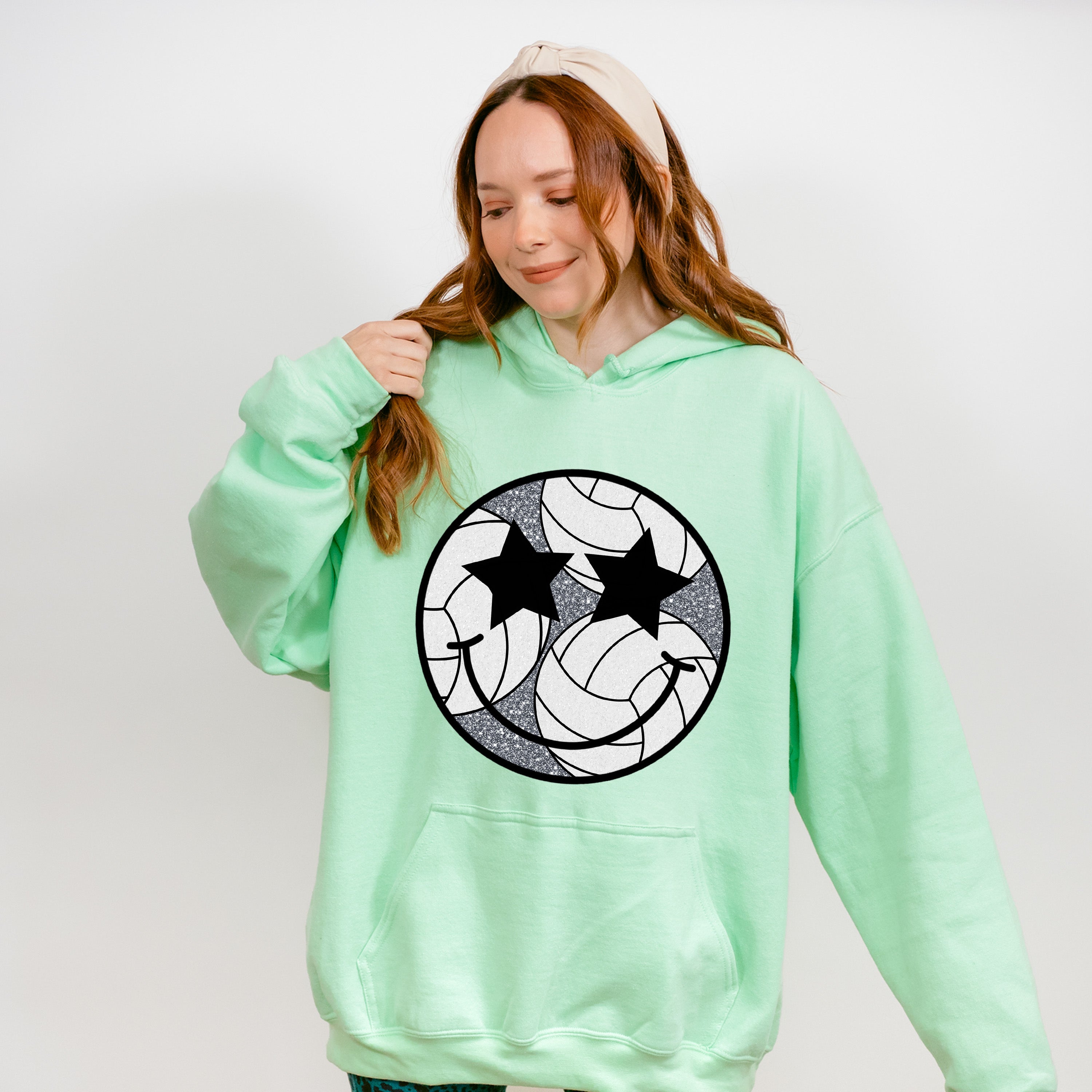 Smiley Star Eyes Design - Volleyball Unisex Crewneck T-Shirt Sweatshirt Hoodie