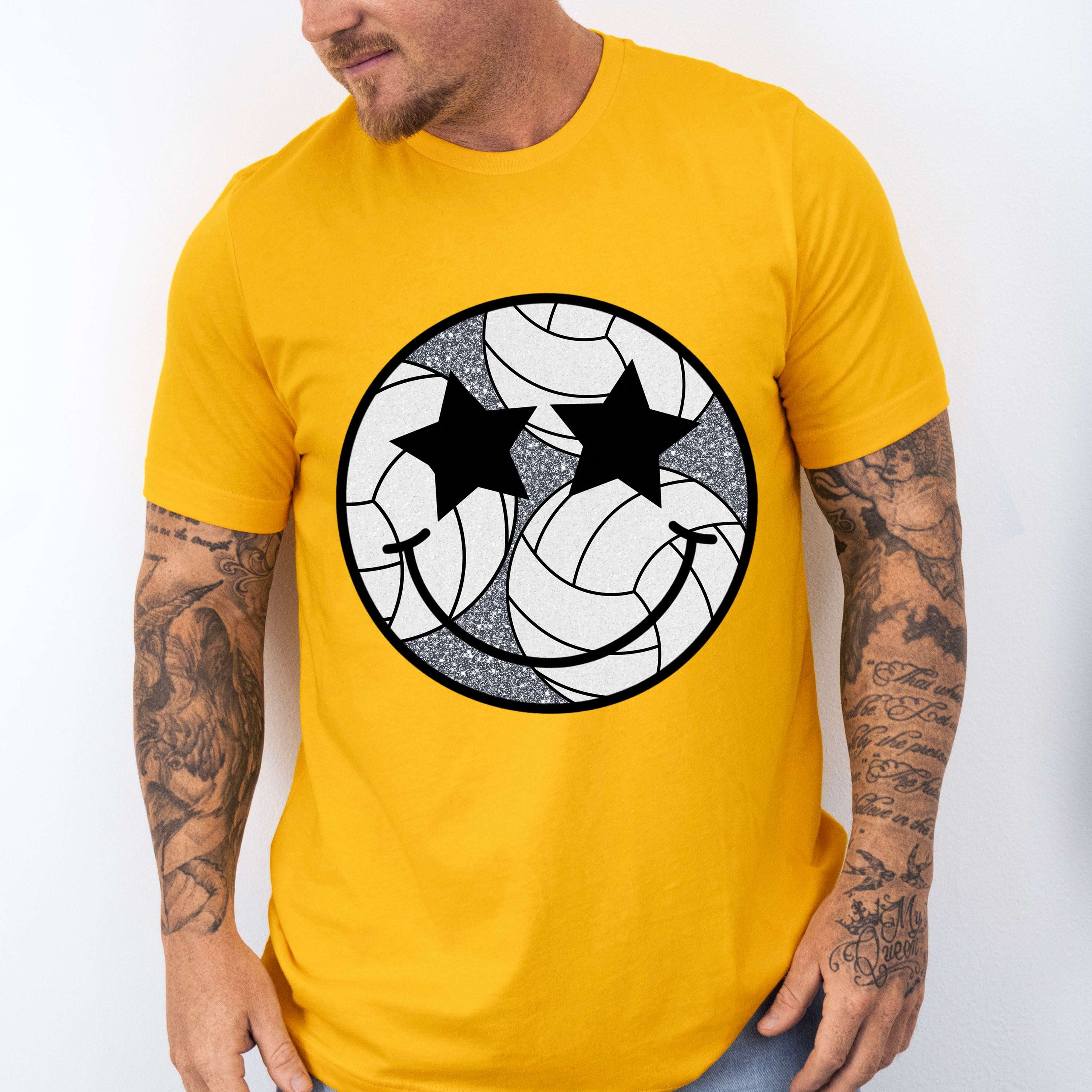 Smiley Star Eyes Design - Volleyball Unisex Crewneck T-Shirt Sweatshirt Hoodie