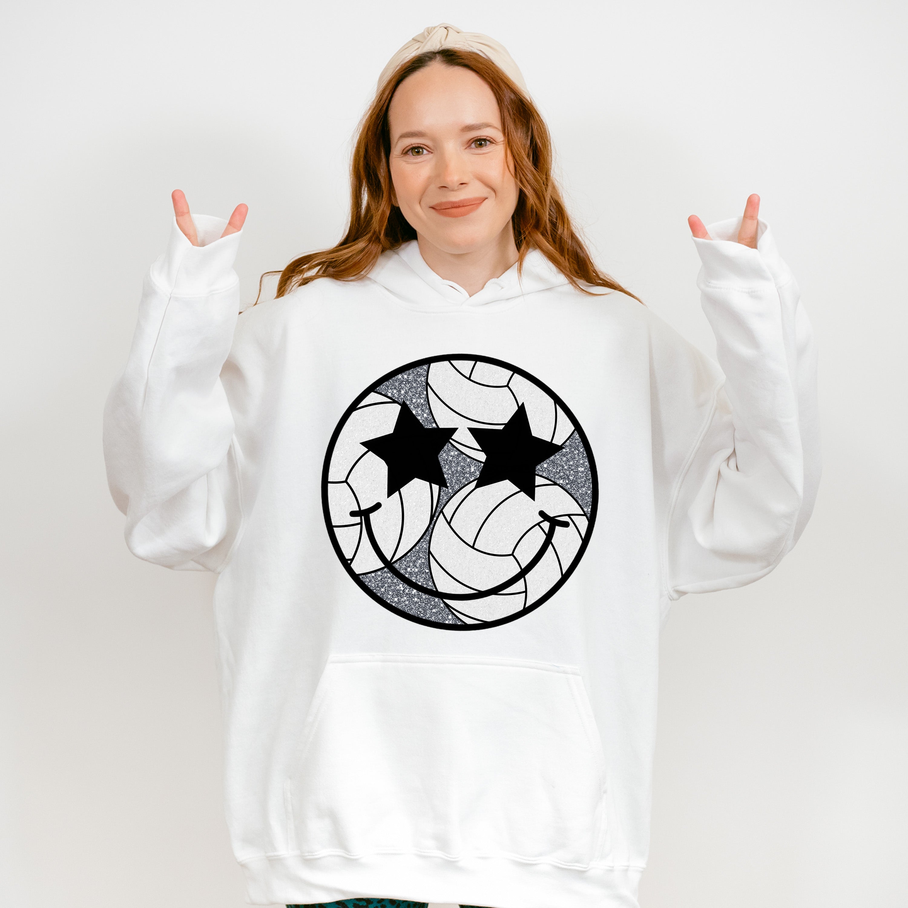 Smiley Star Eyes Design - Volleyball Unisex Crewneck T-Shirt Sweatshirt Hoodie