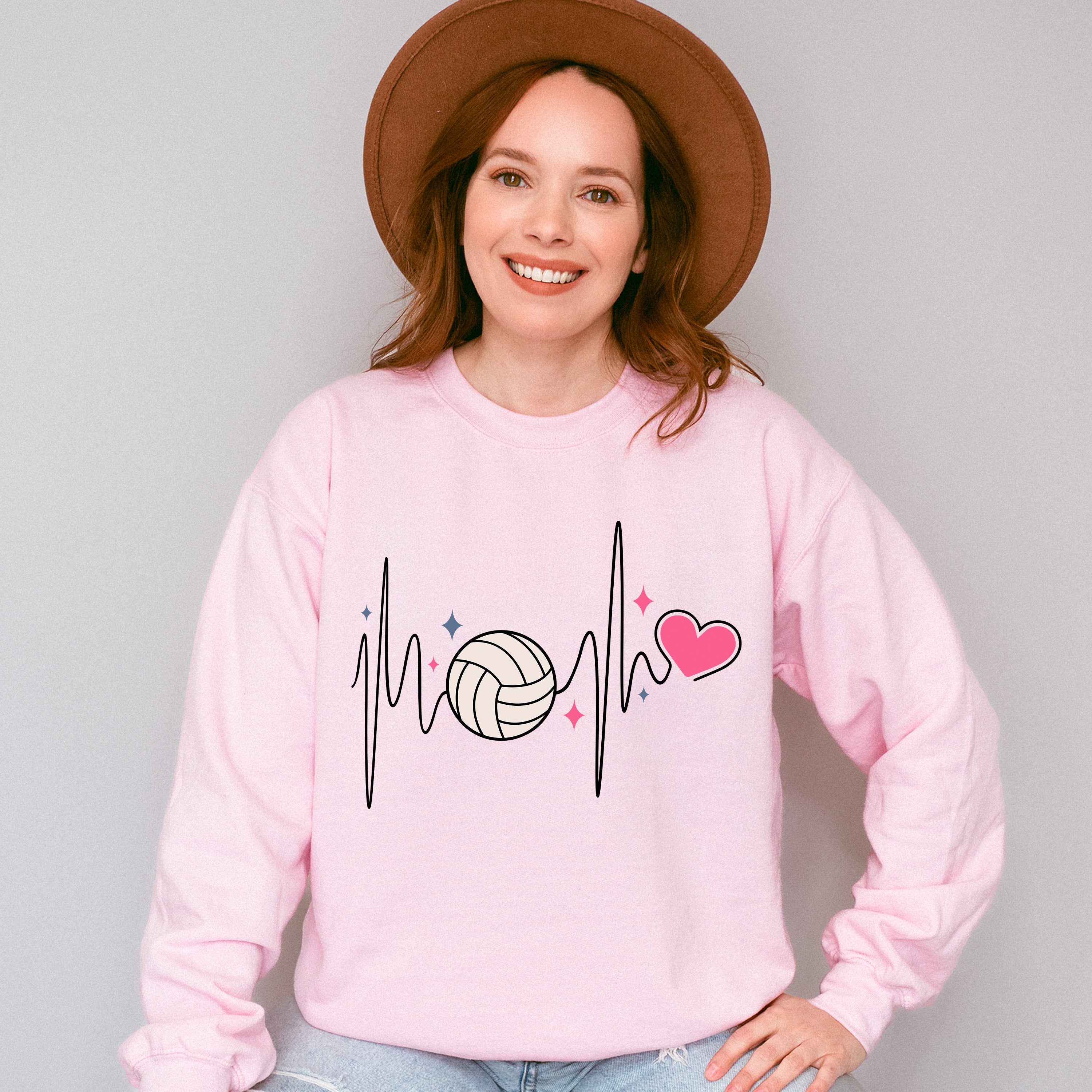 Heartbeat Design - Volleyball Unisex Crewneck T-Shirt Sweatshirt Hoodie