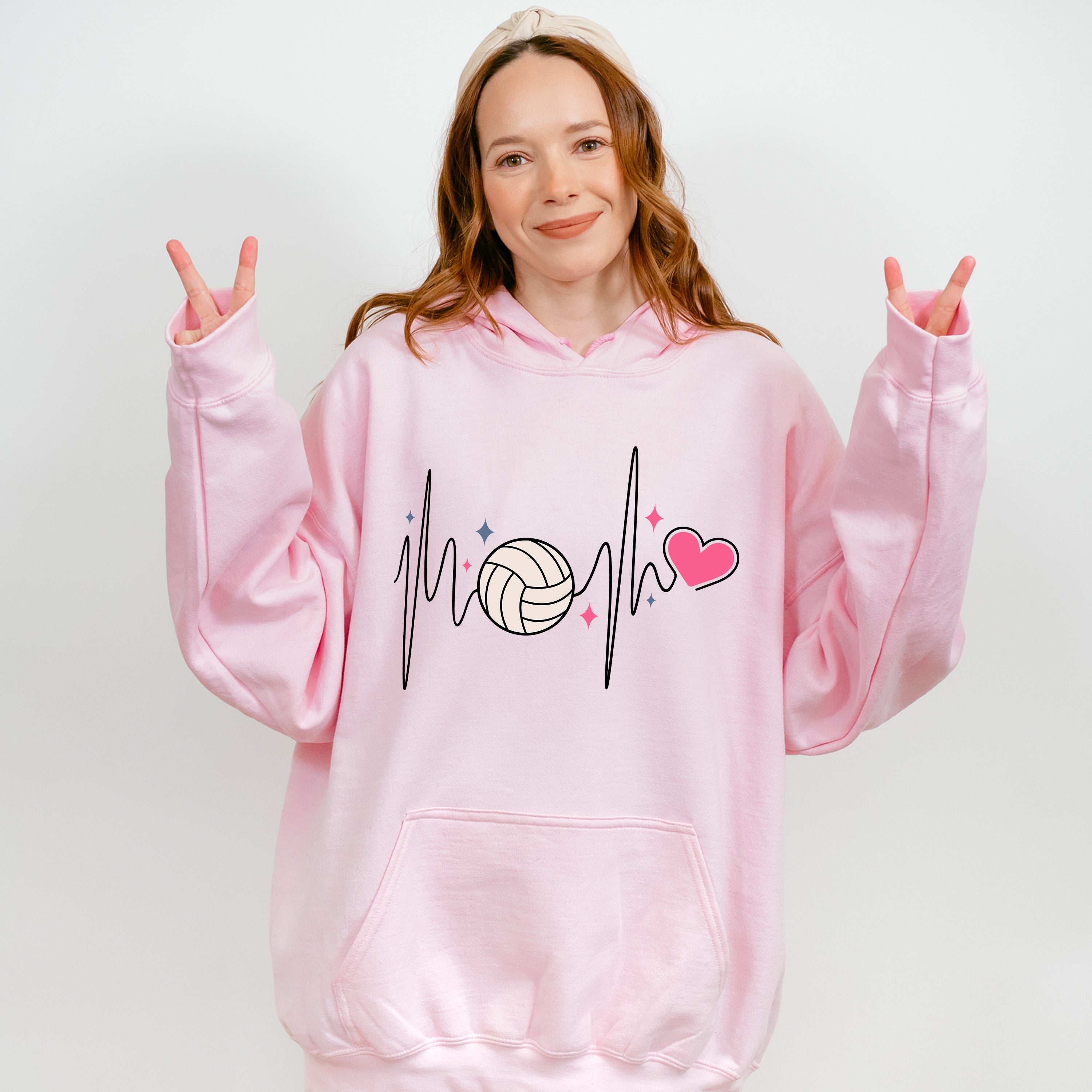 Heartbeat Design - Volleyball Unisex Crewneck T-Shirt Sweatshirt Hoodie